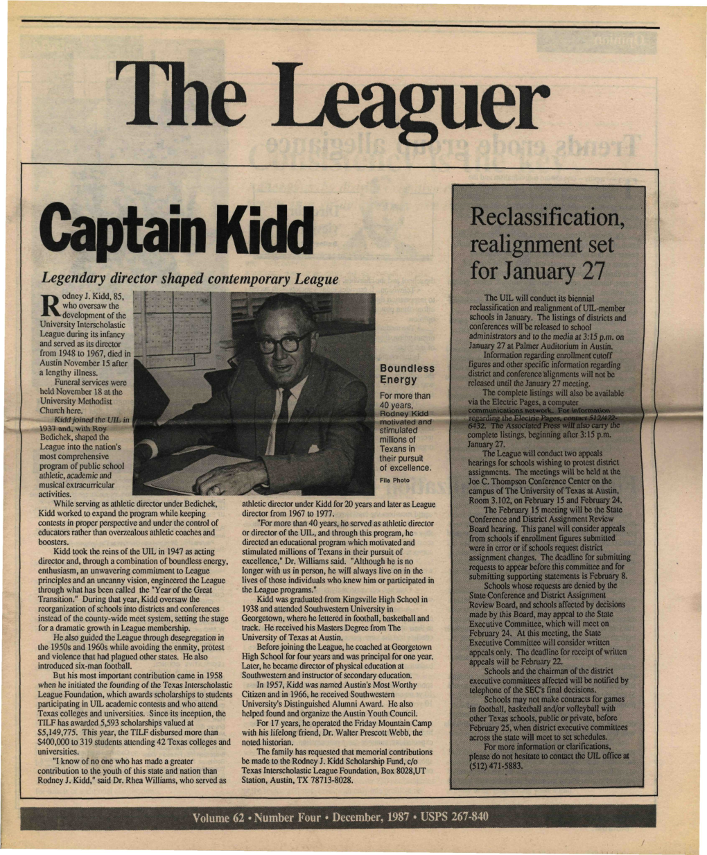 Captain Kidd Realignment Set Legendary Director Shaped Contemporary League for January 27 Odney J