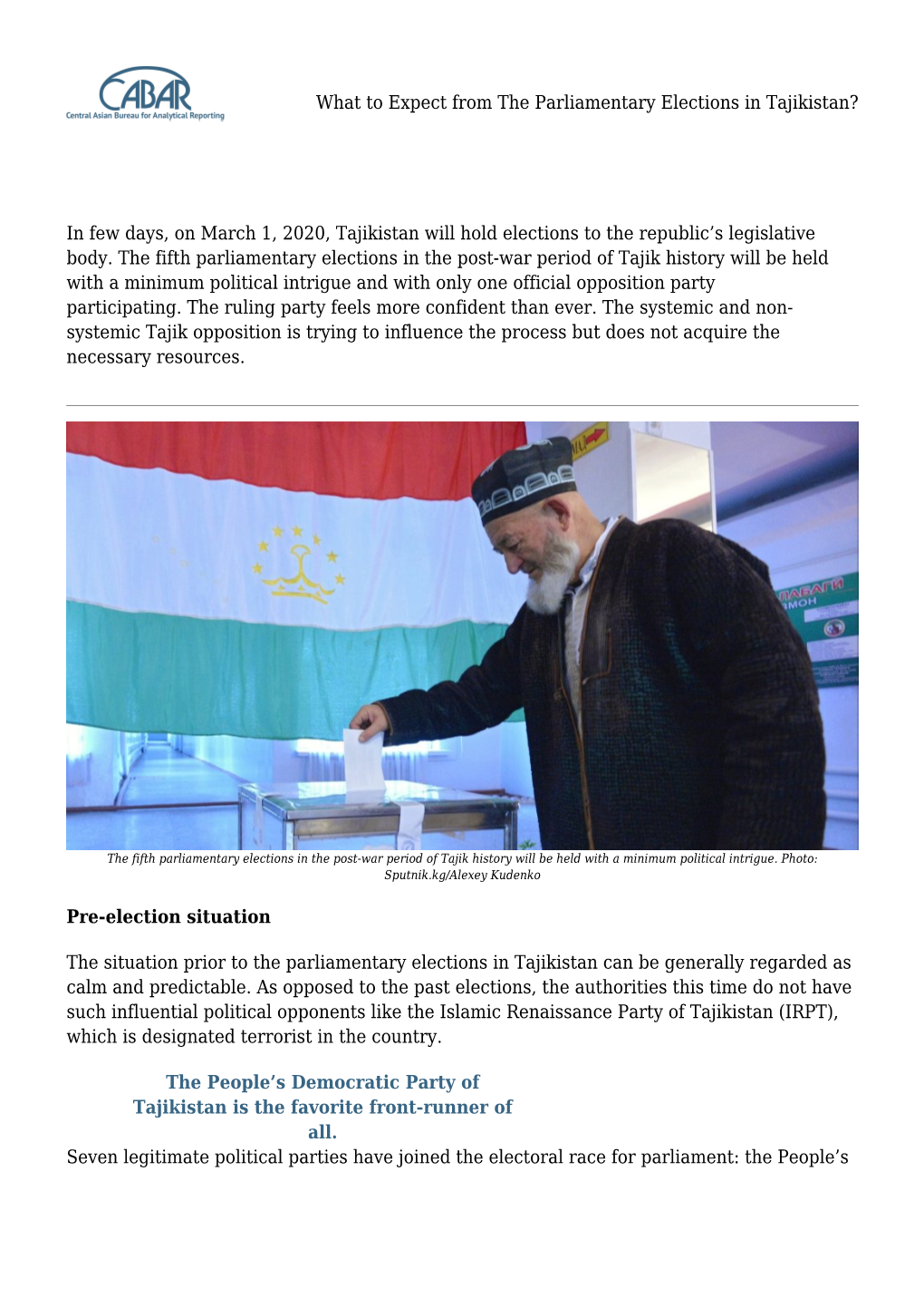 What to Expect from the Parliamentary Elections in Tajikistan?