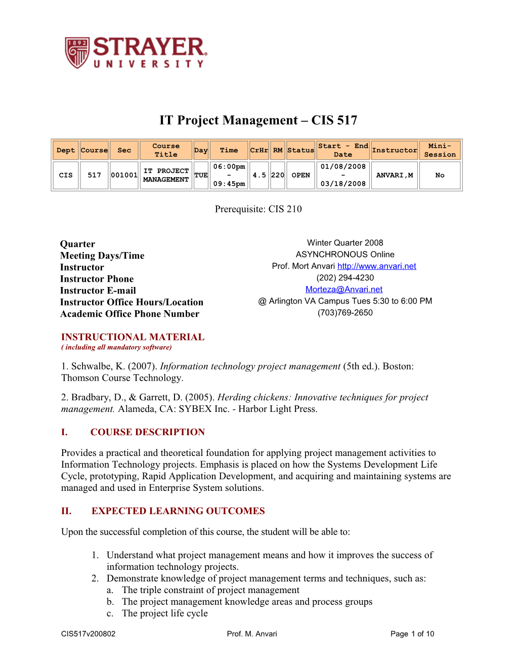 Iii. Expected Weekly Learning Outcomes