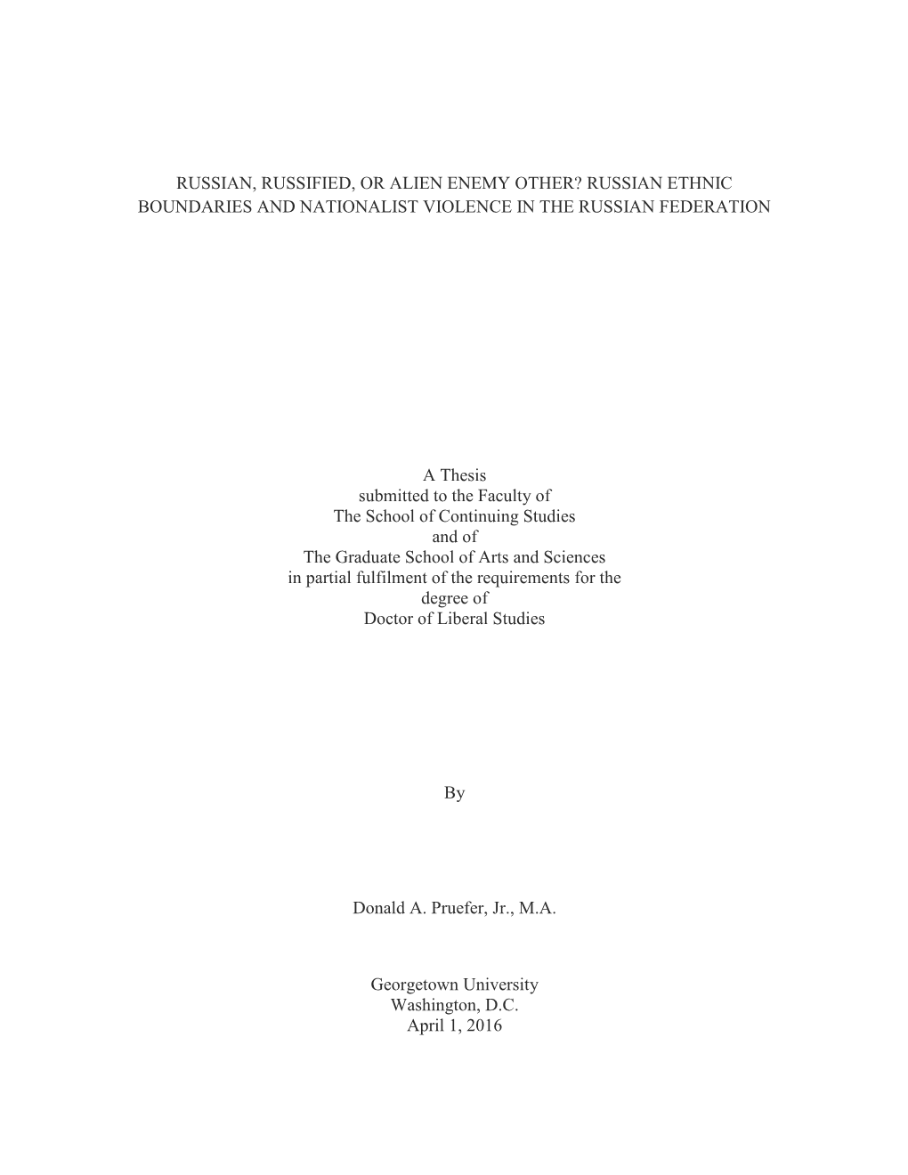 Russian Ethnic Boundaries and Nationalist Violence in the Russian Federation