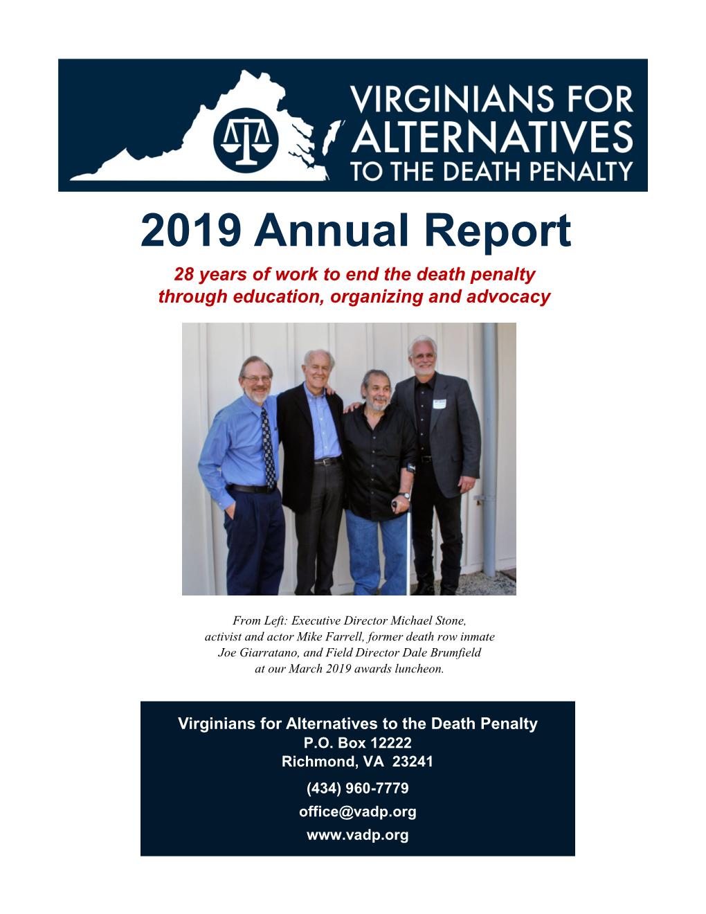 2019 Virginians for Alternatives to the Death Penalty (VADP) Annual Report