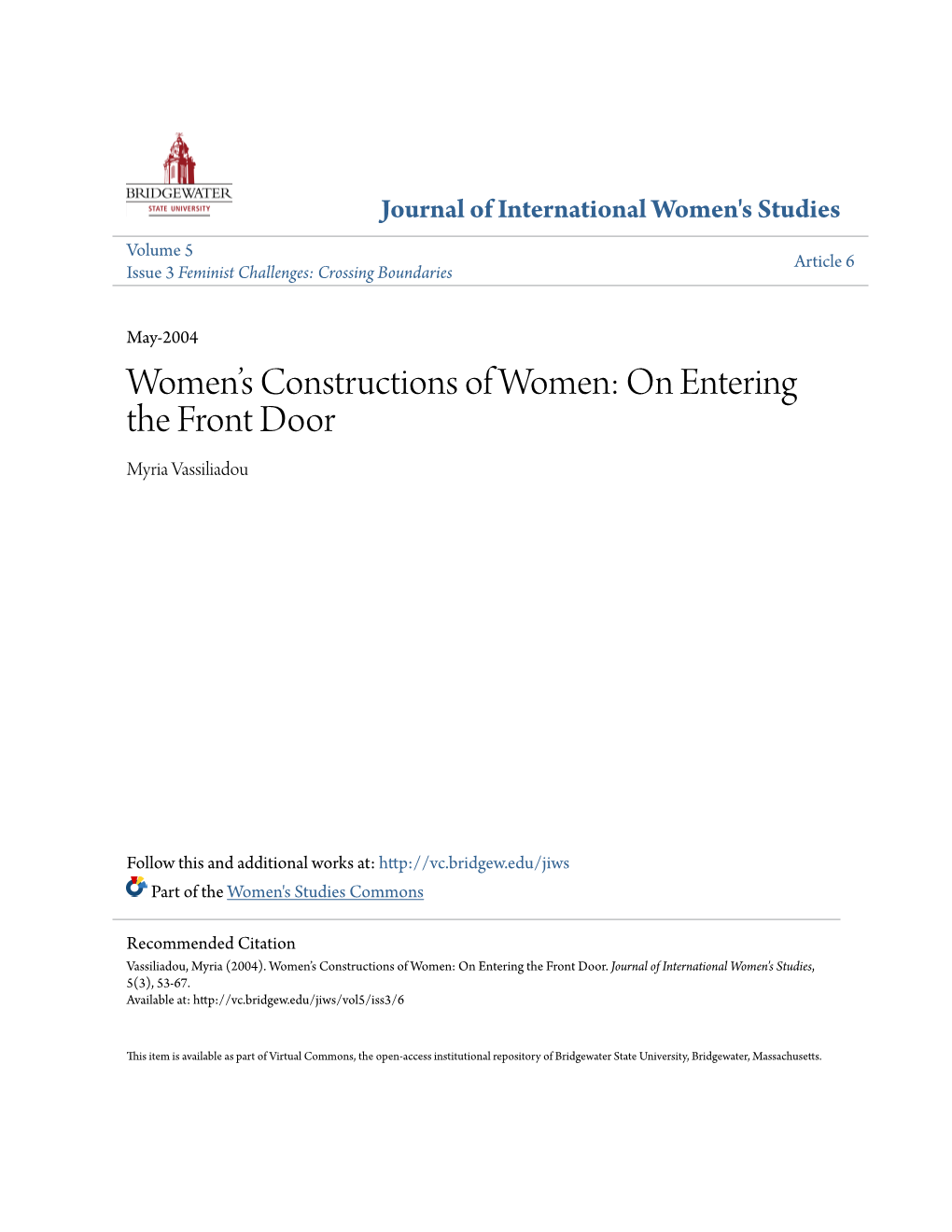 Women's Constructions of Women