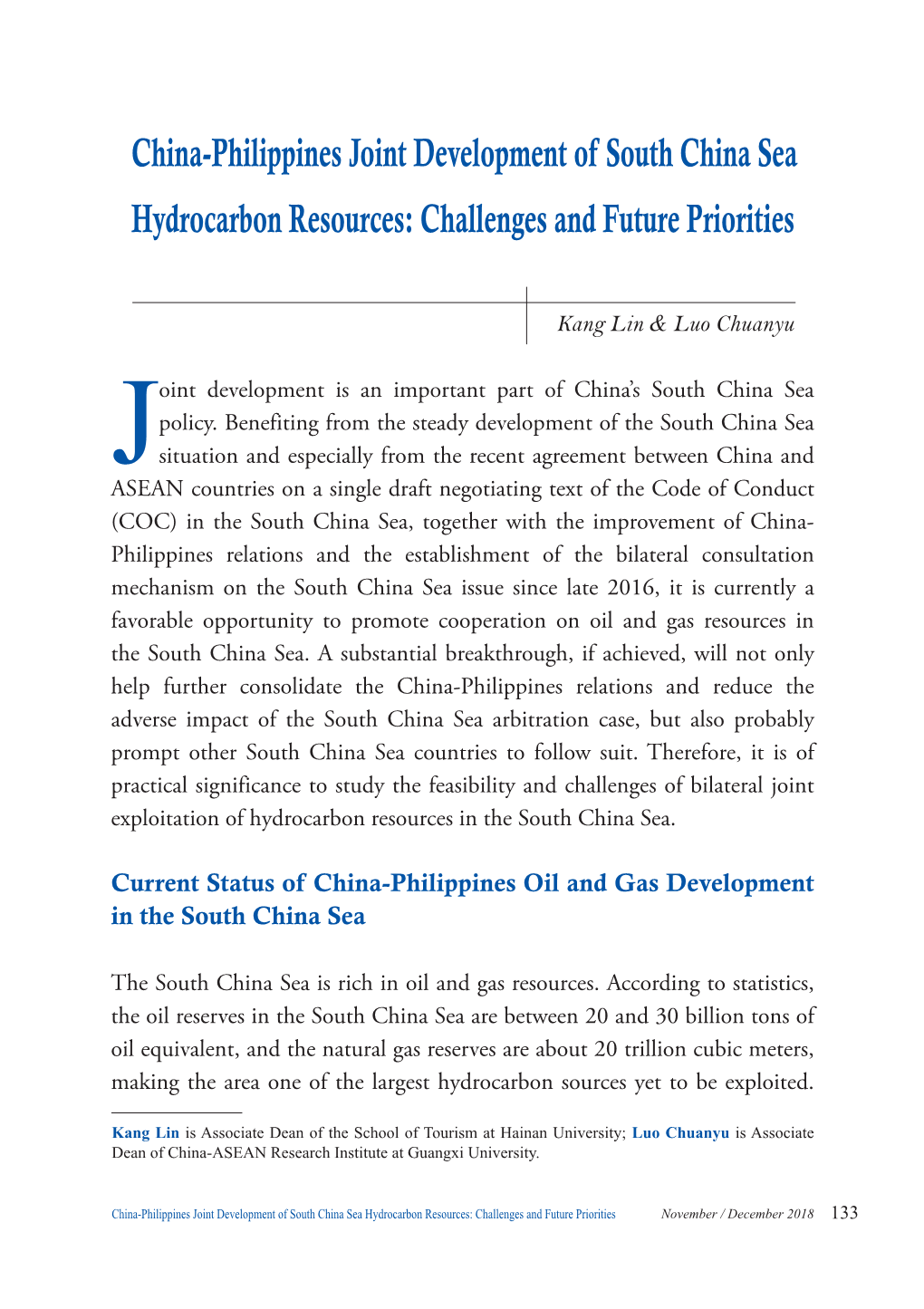China-Philippines Joint Development of South China Sea Hydrocarbon Resources: Challenges and Future Priorities