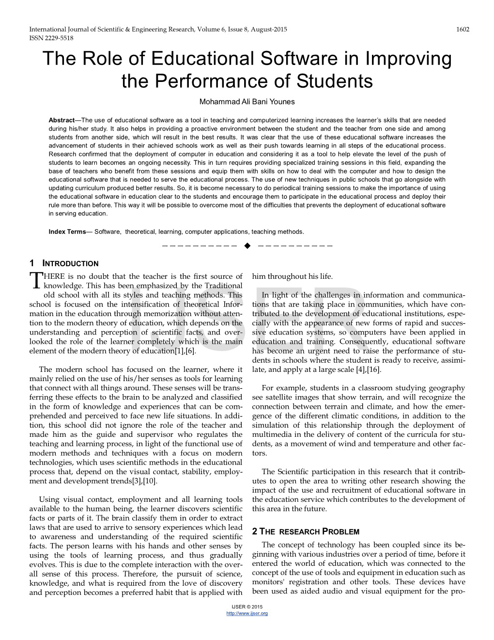 The Role of Educational Software in Improving the Performance of Students Mohammad Ali Bani Younes