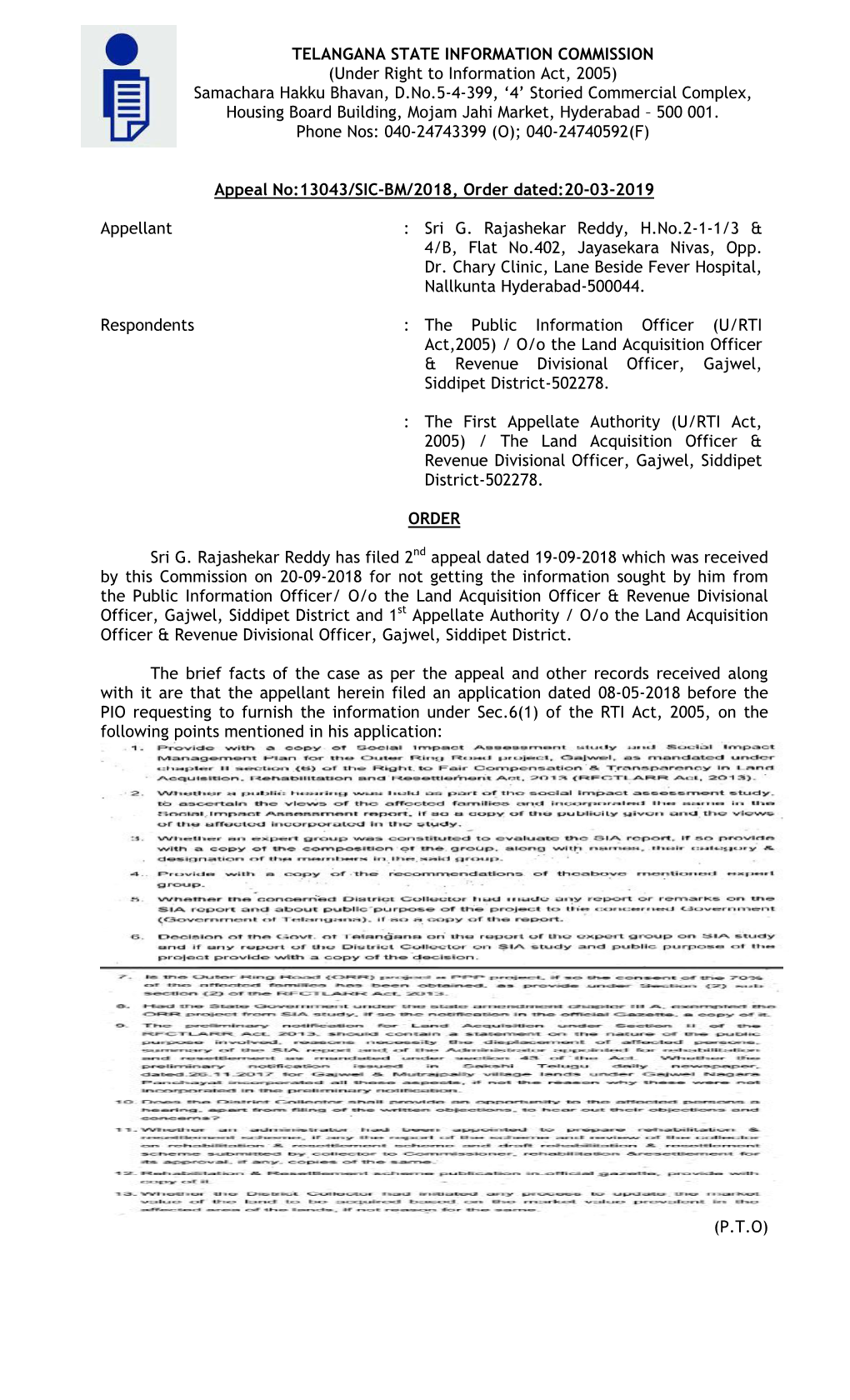 (Under Right to Information Act, 2005) Samachara Hakku Bhavan, D.No.5