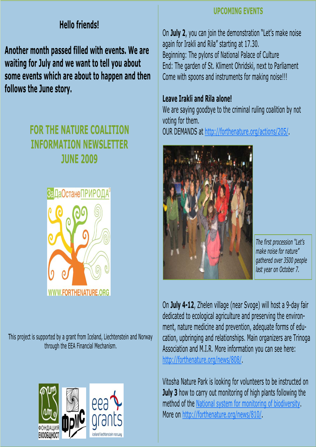 For the Nature Coalition Information Newsletter