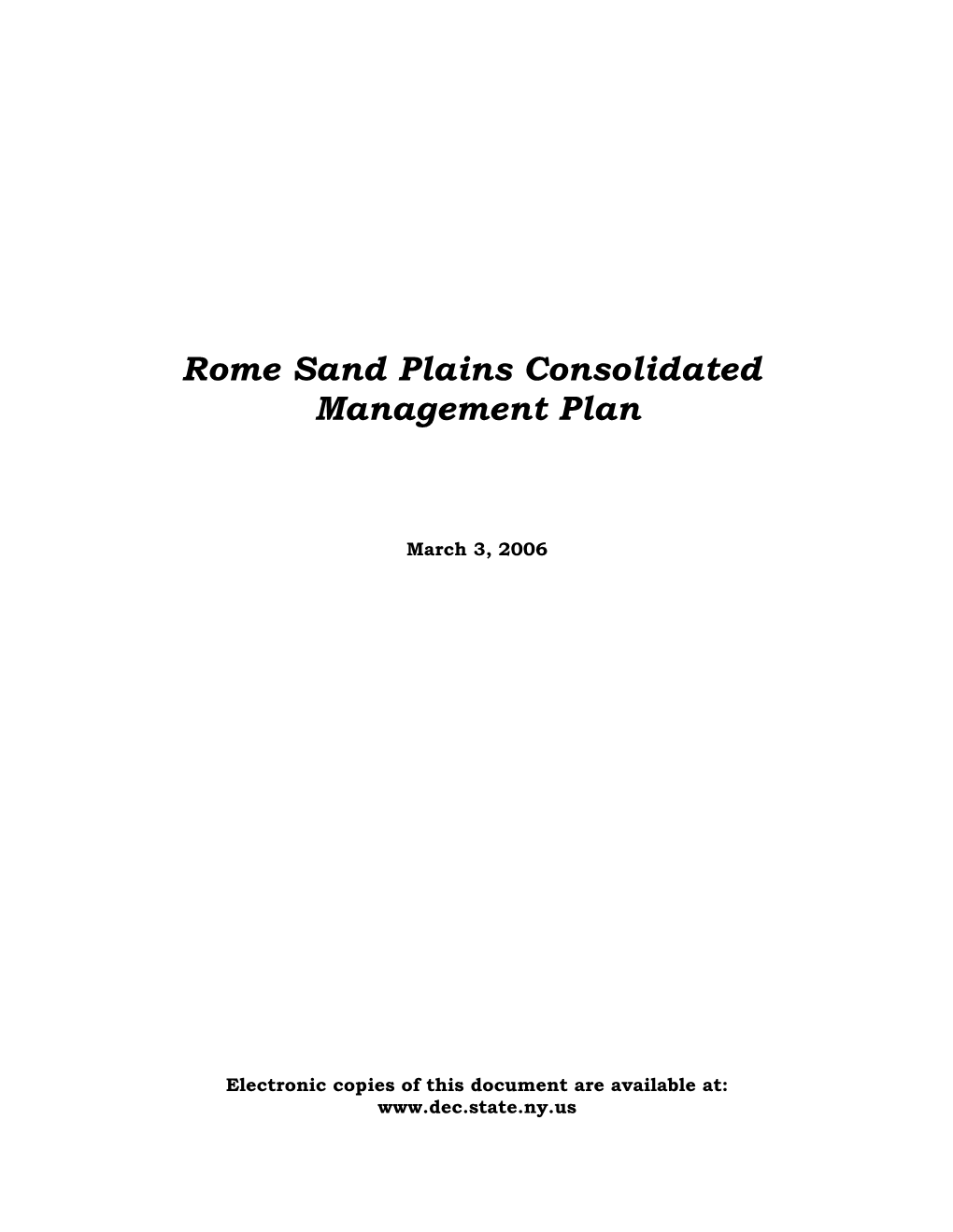 Rome Sand Plains Final Unit Management Plan