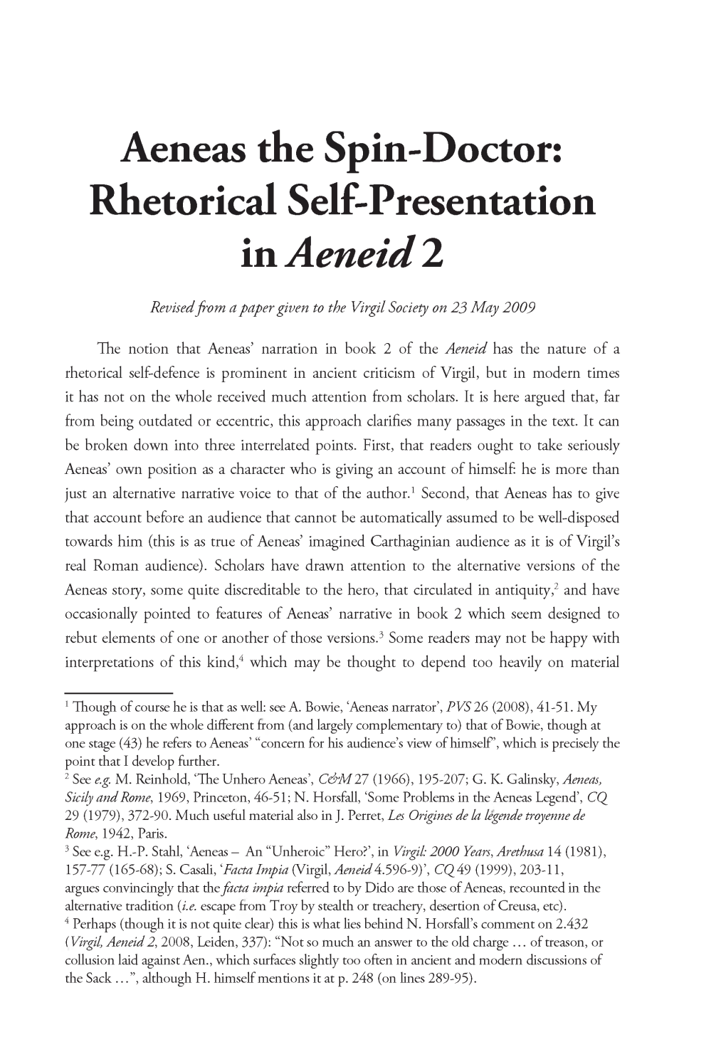 Aeneas the Spin-Doctor: Rhetorical Self-Presentation in Aeneid2