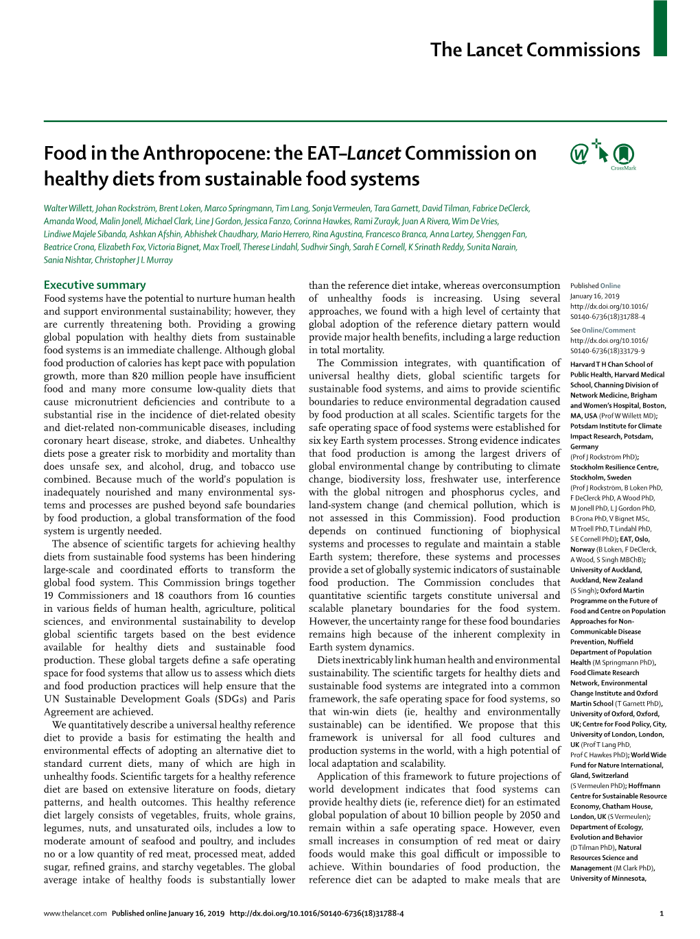 The EAT–Lancet Commission on Healthy Diets from Sustainable Food Systems