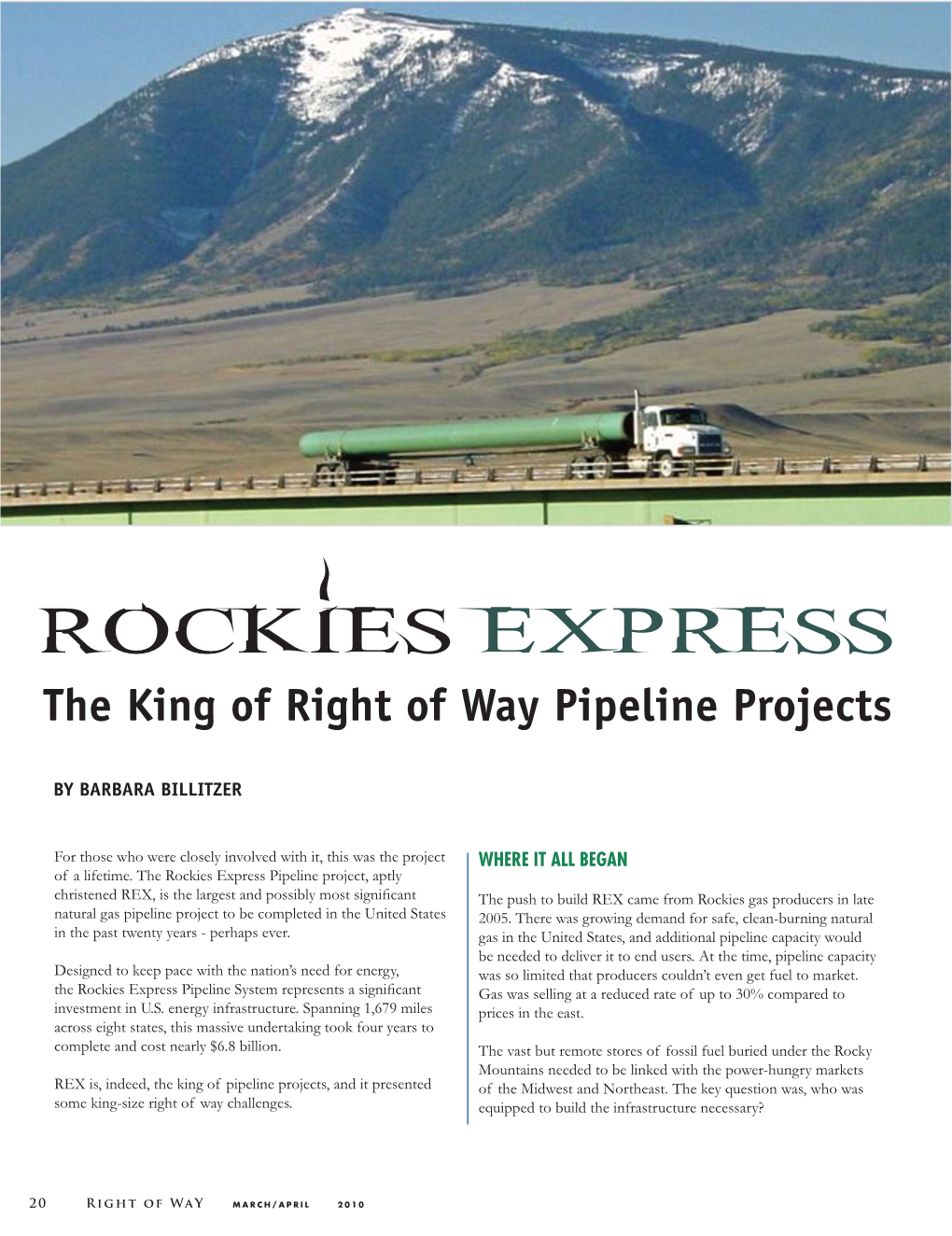 Rockies Express the King of Right of Way Pipeline Projects