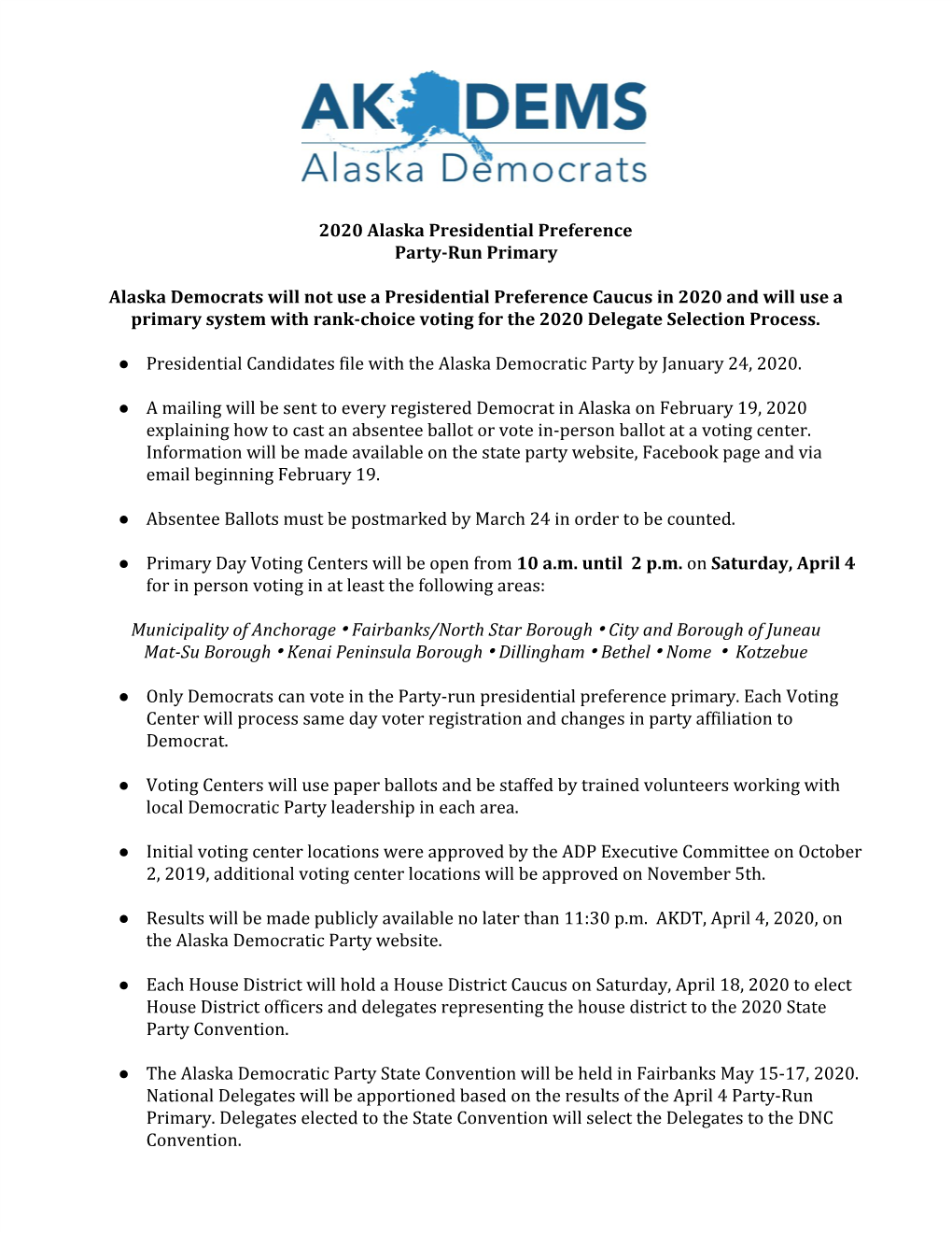 2020 Alaska Presidential Preference Party-Run Primary