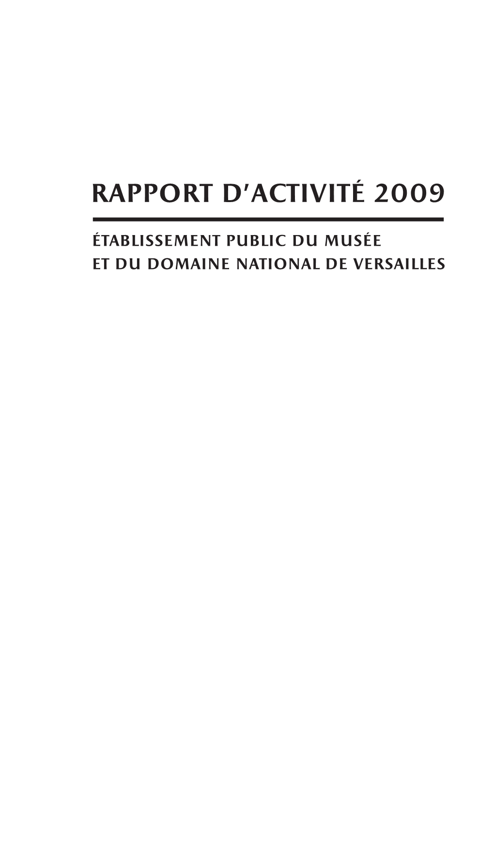 Rapport D'activité 2009