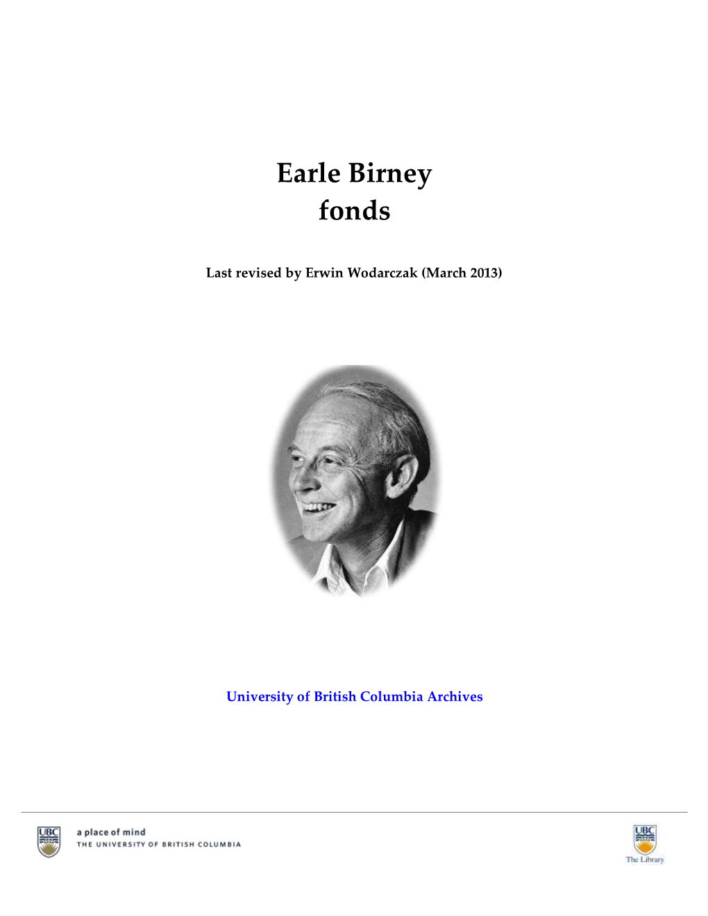 Earle Birney Fonds