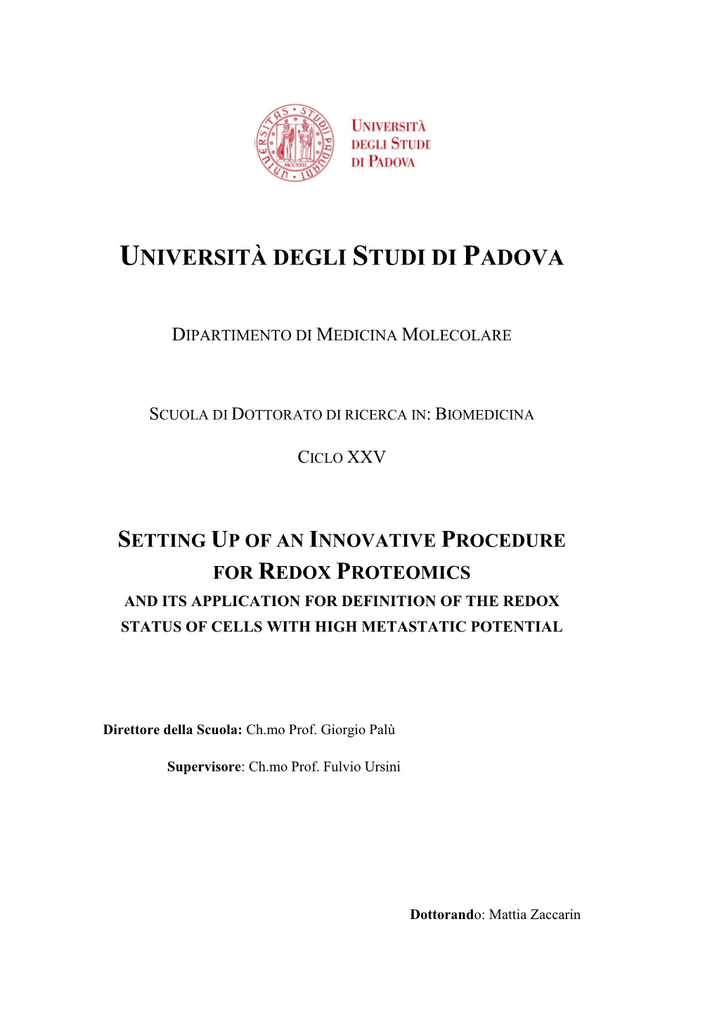 Università Degli Studi Di Padova