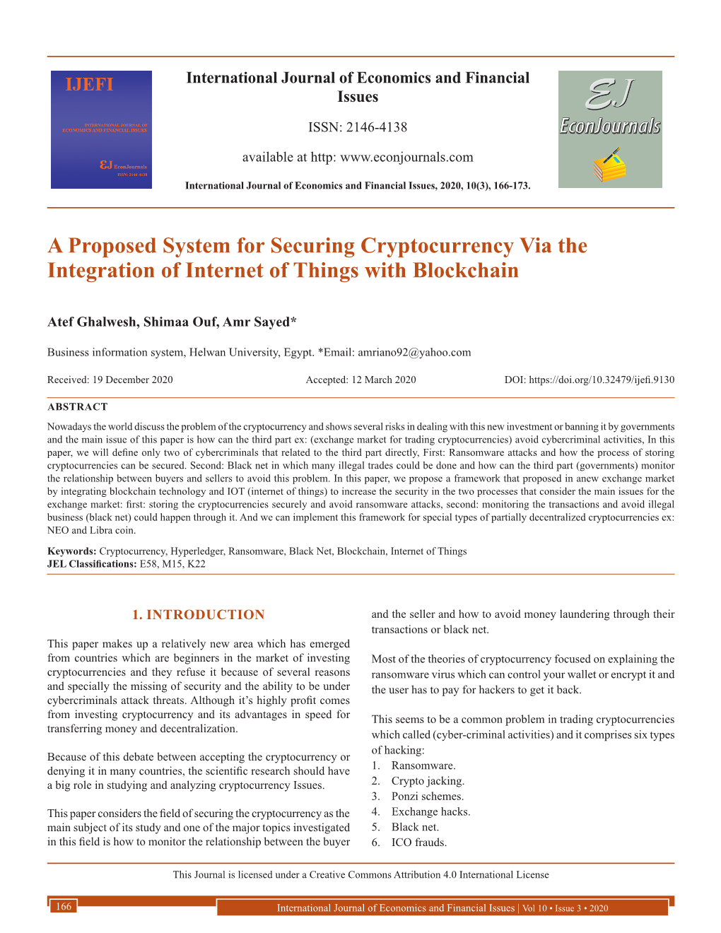 A Proposed System for Securing Cryptocurrency Via the Integration of Internet of Things with Blockchain