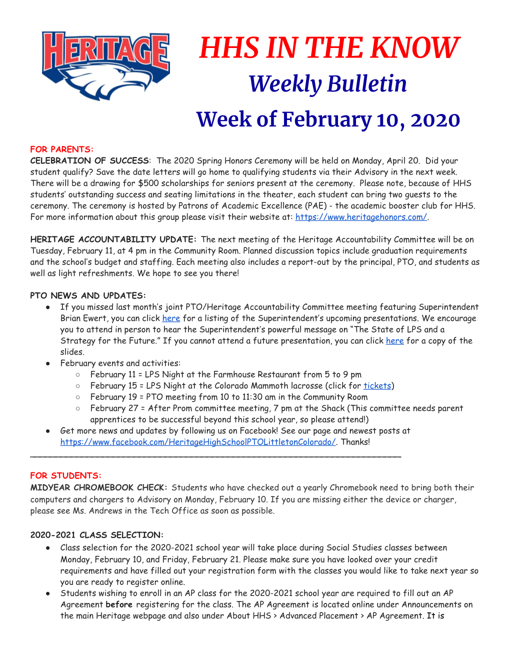 HHS in the KNOW Weekly Bulletin