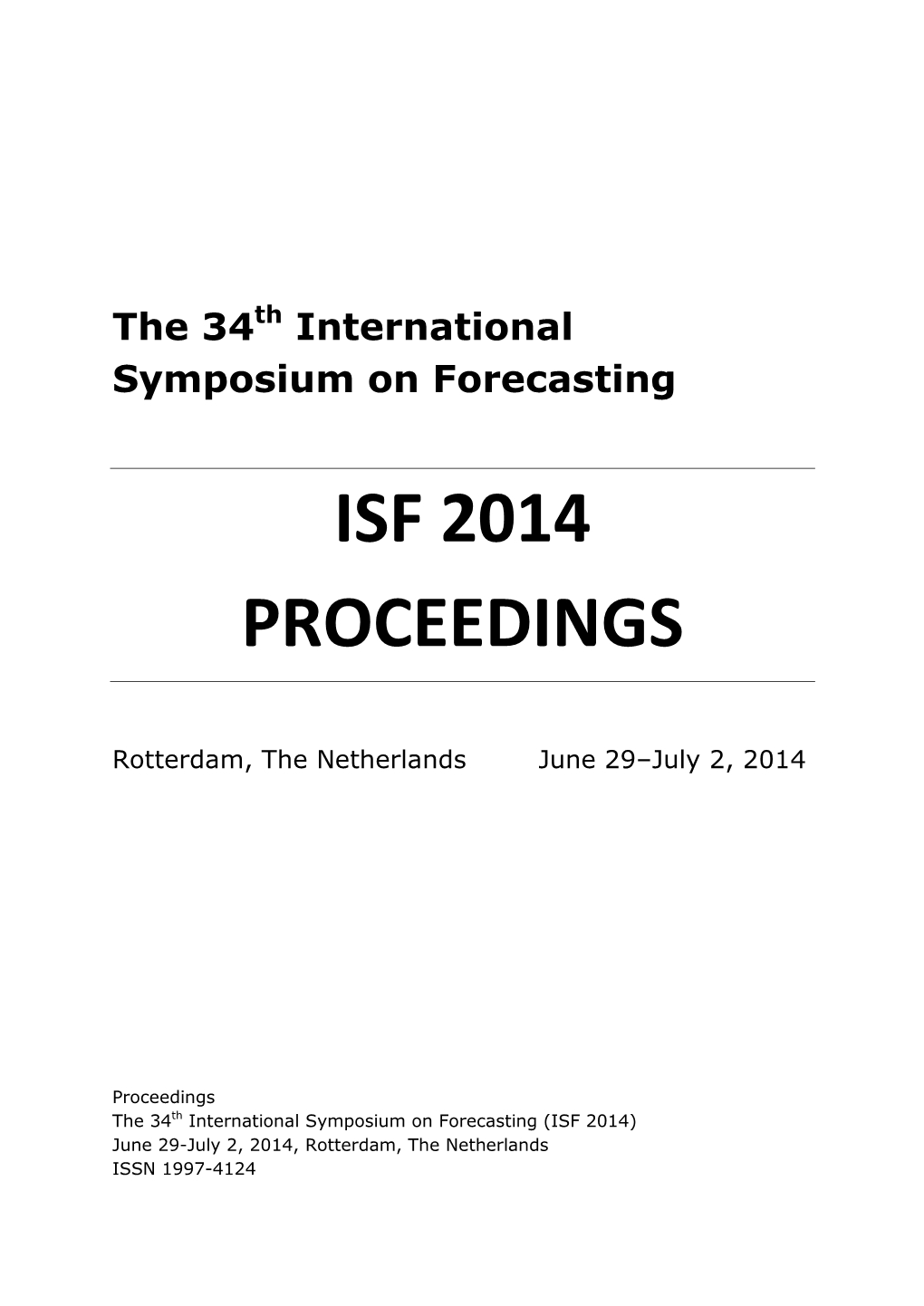 Isf 2014 Proceedings