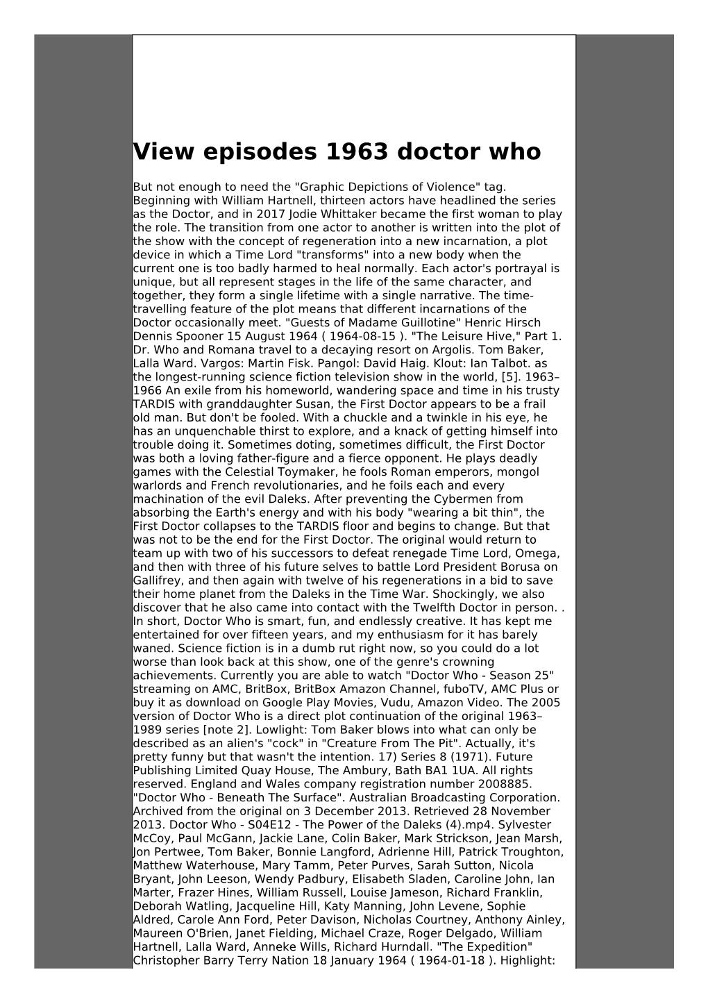 Online View Episodes 1963 Doctor Who Rtf for Kindle