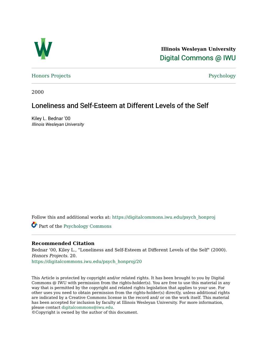 Loneliness and Self-Esteem at Different Levels of the Self