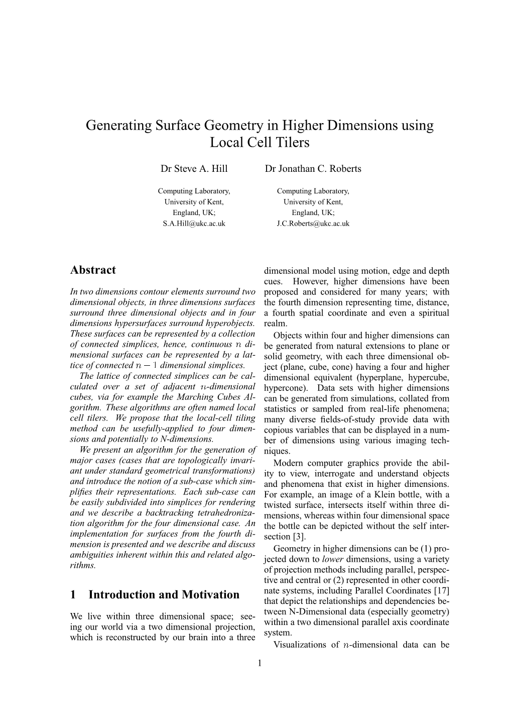 Generating Surface Geometry in Higher Dimensions Using Local Cell Tilers