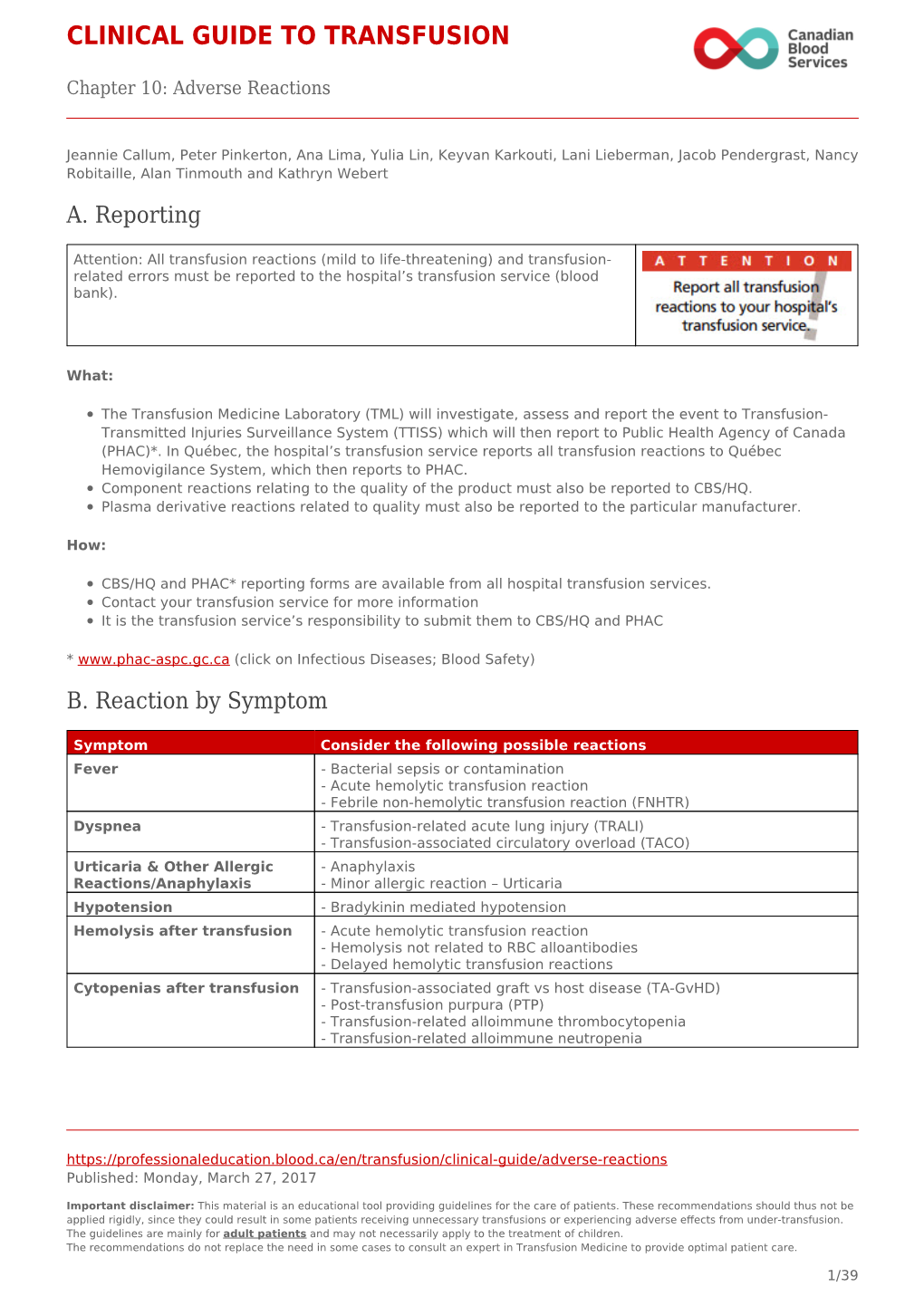 Clinical Guide to Transfusion