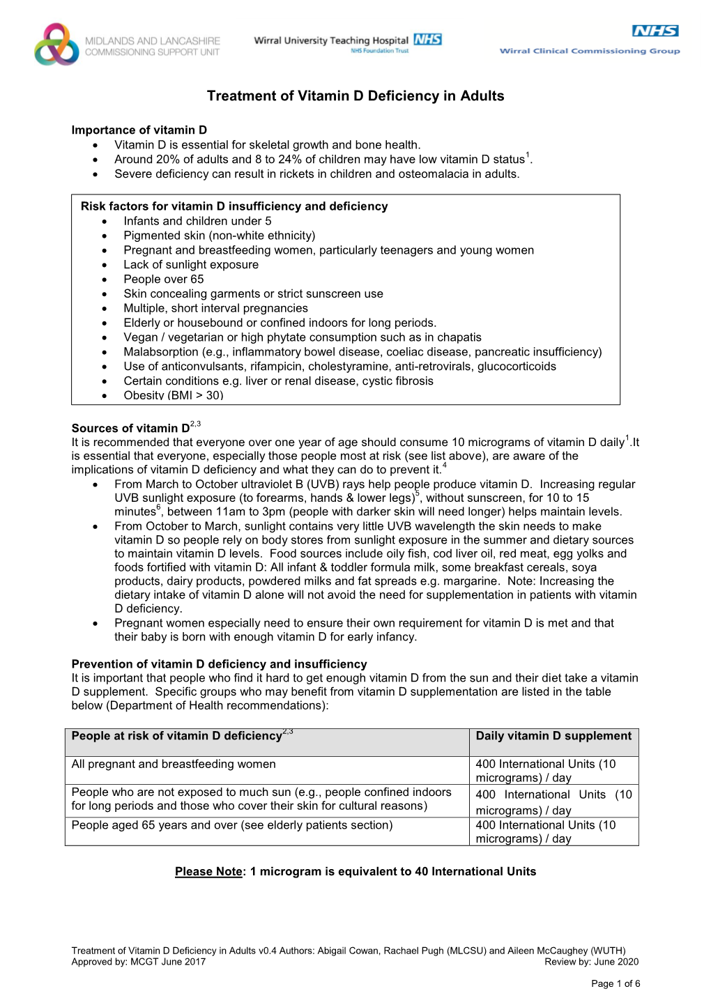 Vitamin D Deficiency in Adults