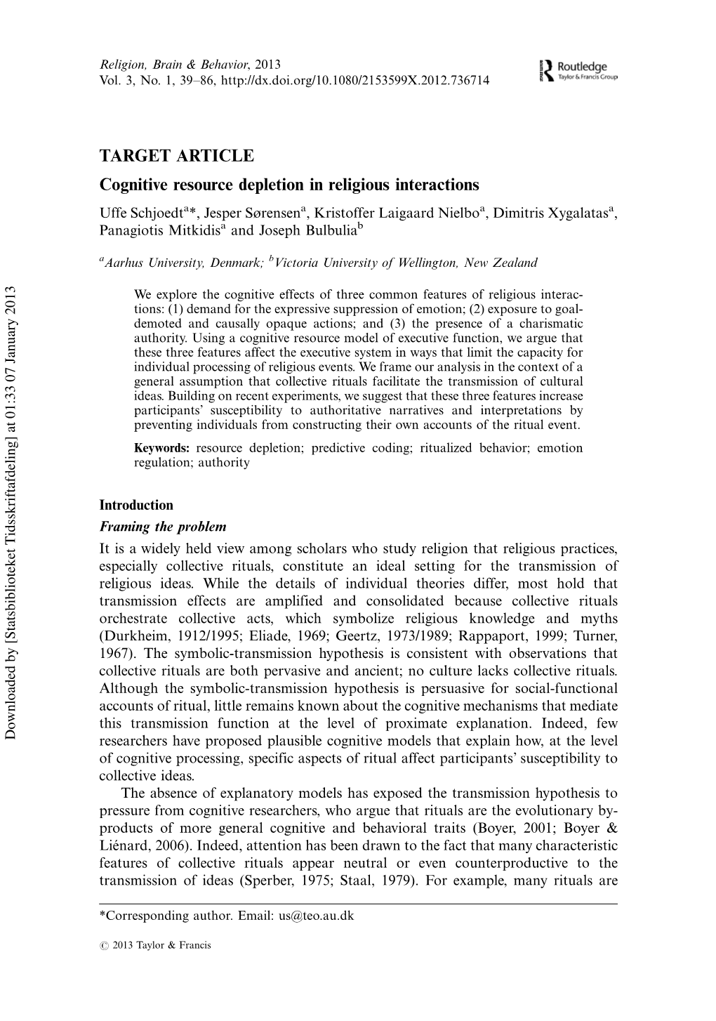 Cognitive Resource Depletion in Religious Interactions