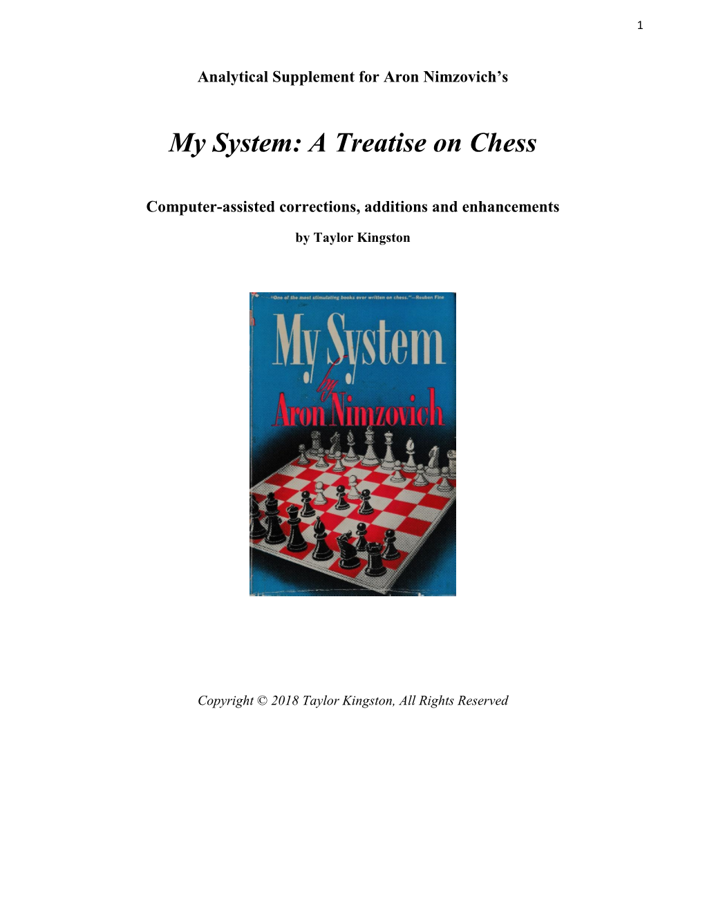 My System: a Treatise on Chess