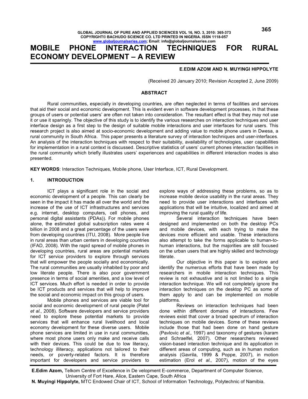Mobile Phone Interaction Techniques for Rural Economy Development – a Review