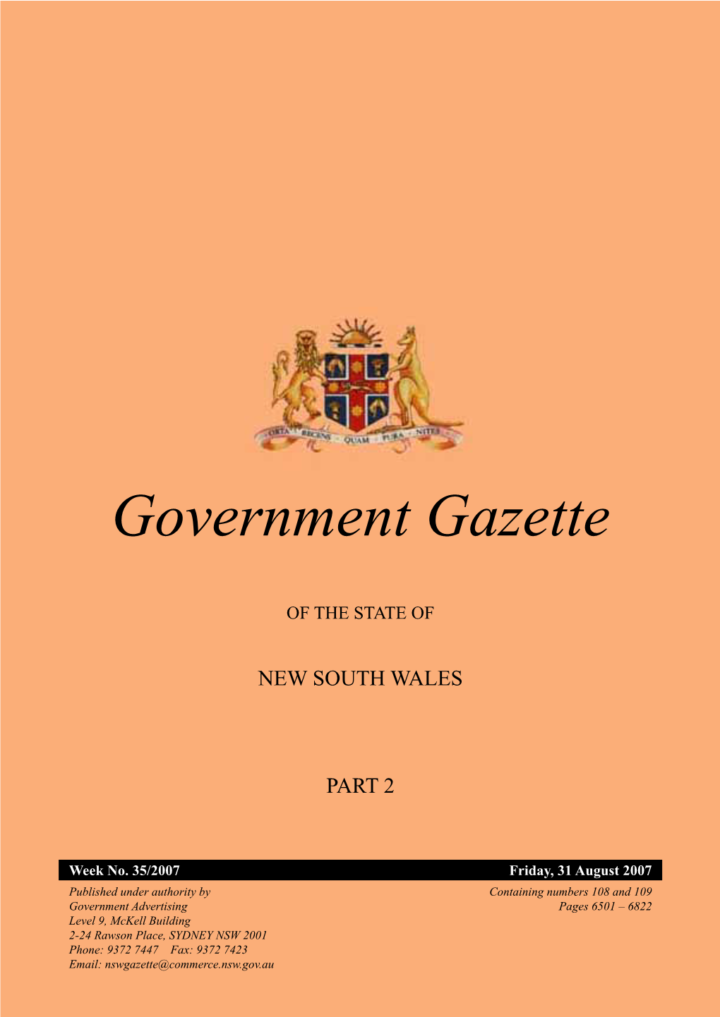 Strata Schemes (Freehold Development) Email: Nswgazette@Commerce.Nsw.Gov.Au Regulation 2007