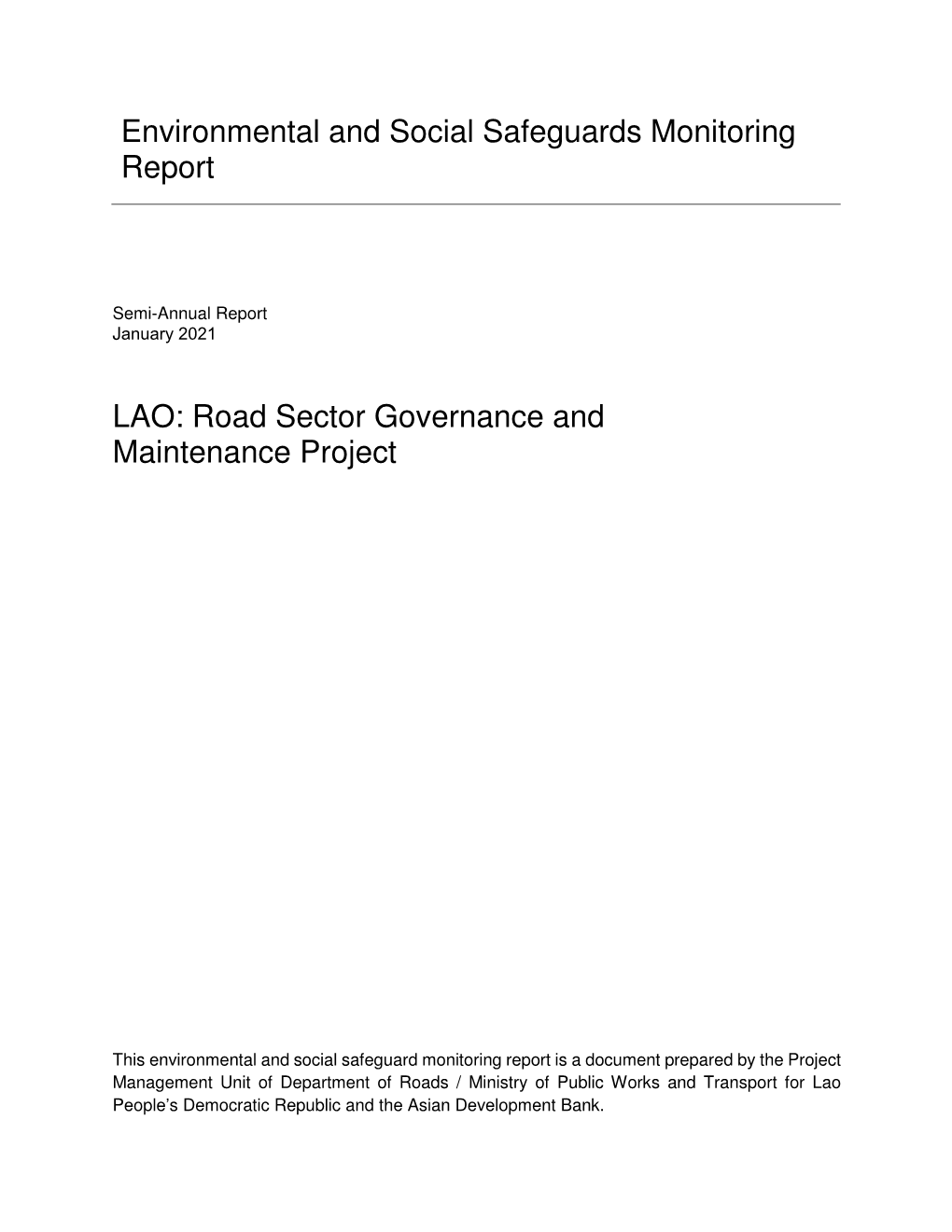 47085-002: Road Sector Governance and Maintenance Project