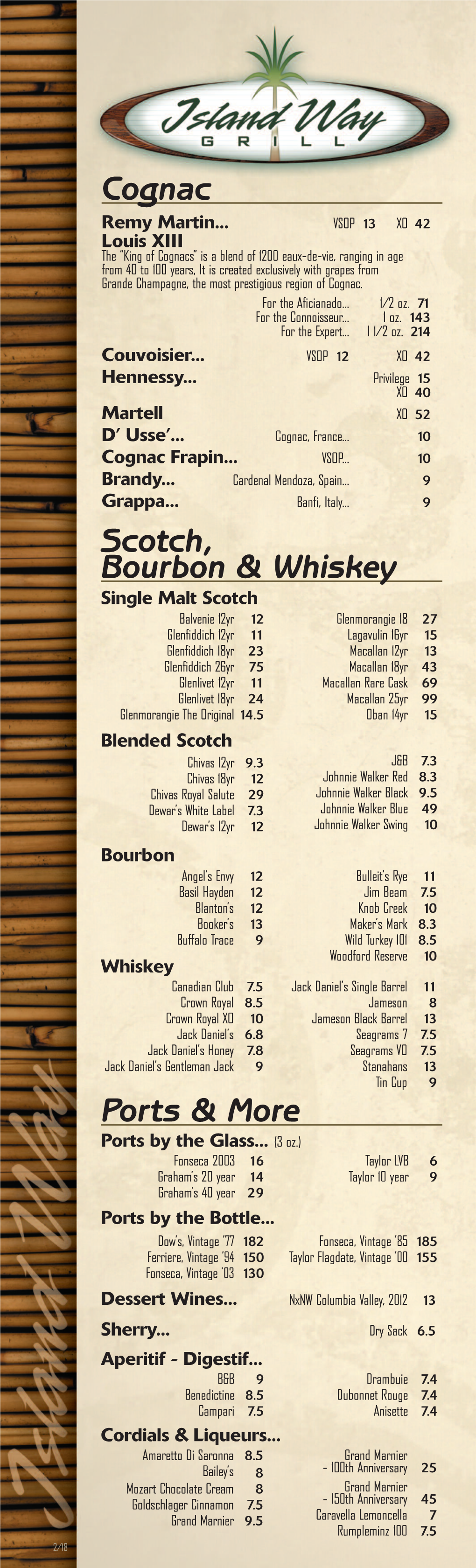 Cognac Ports & More Scotch, Bourbon & Whiskey
