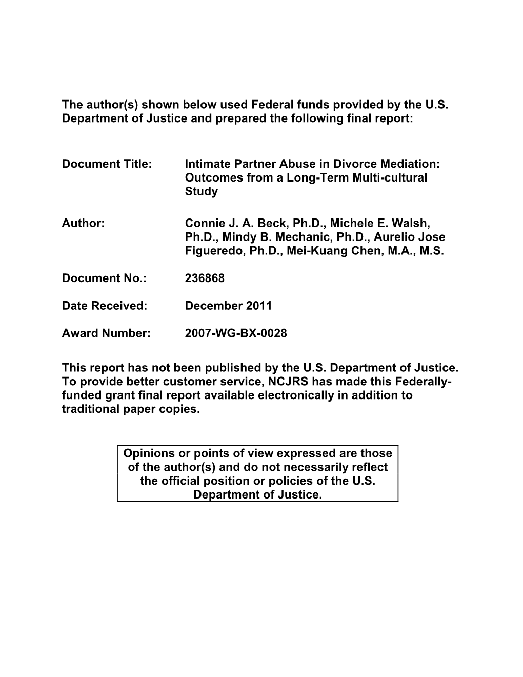 Intimate Partner Abuse in Divorce Mediation: Outcomes from a Long-Term Multi-Cultural Study