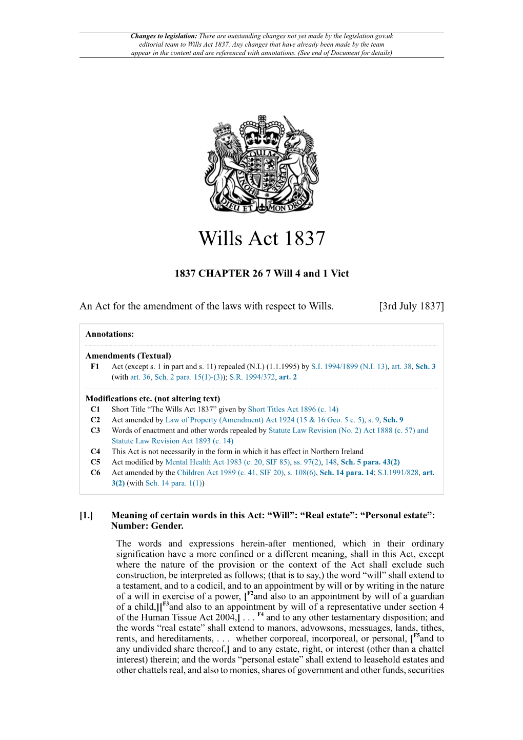 Wills Act 1837