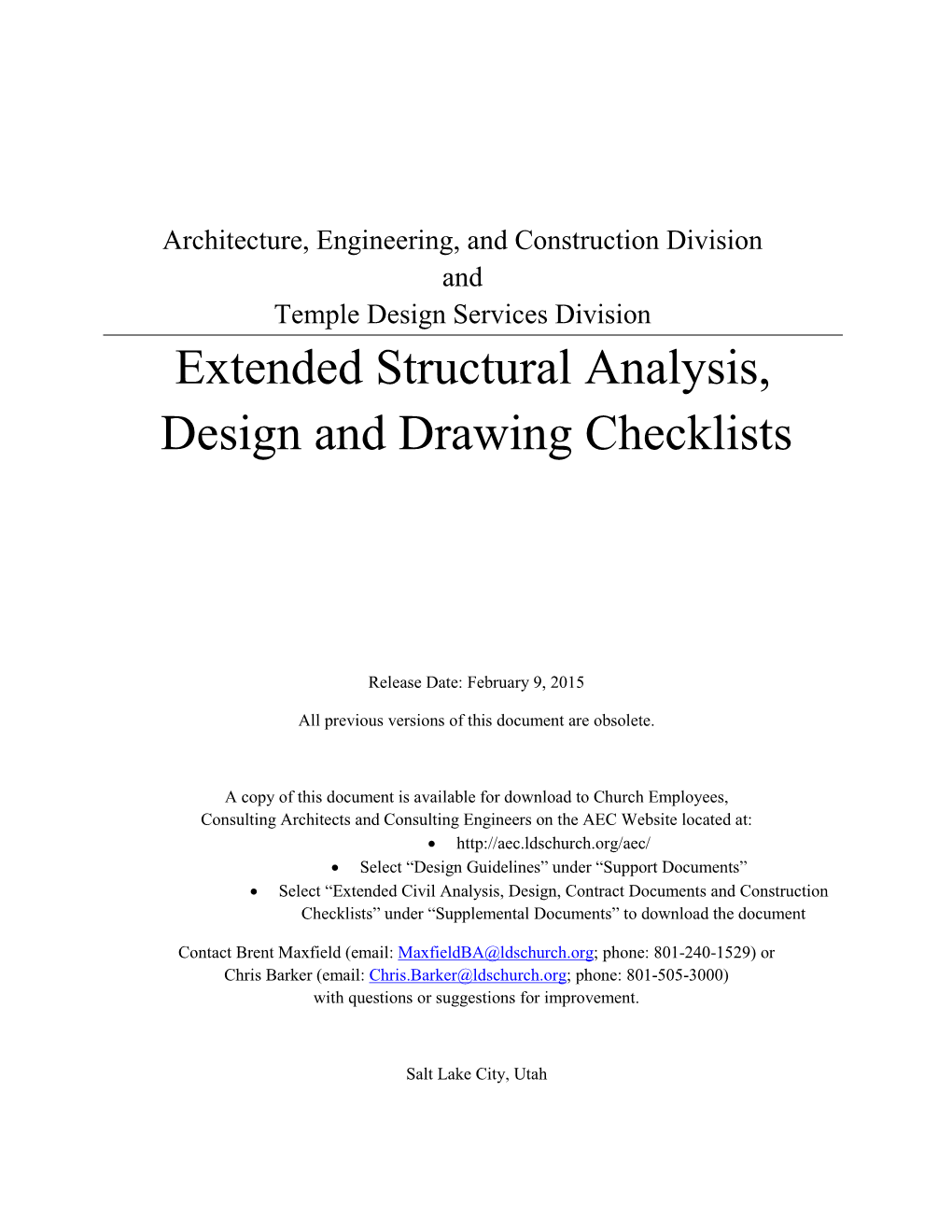 Extended Structural Analysis, Design and Drawing Checklists