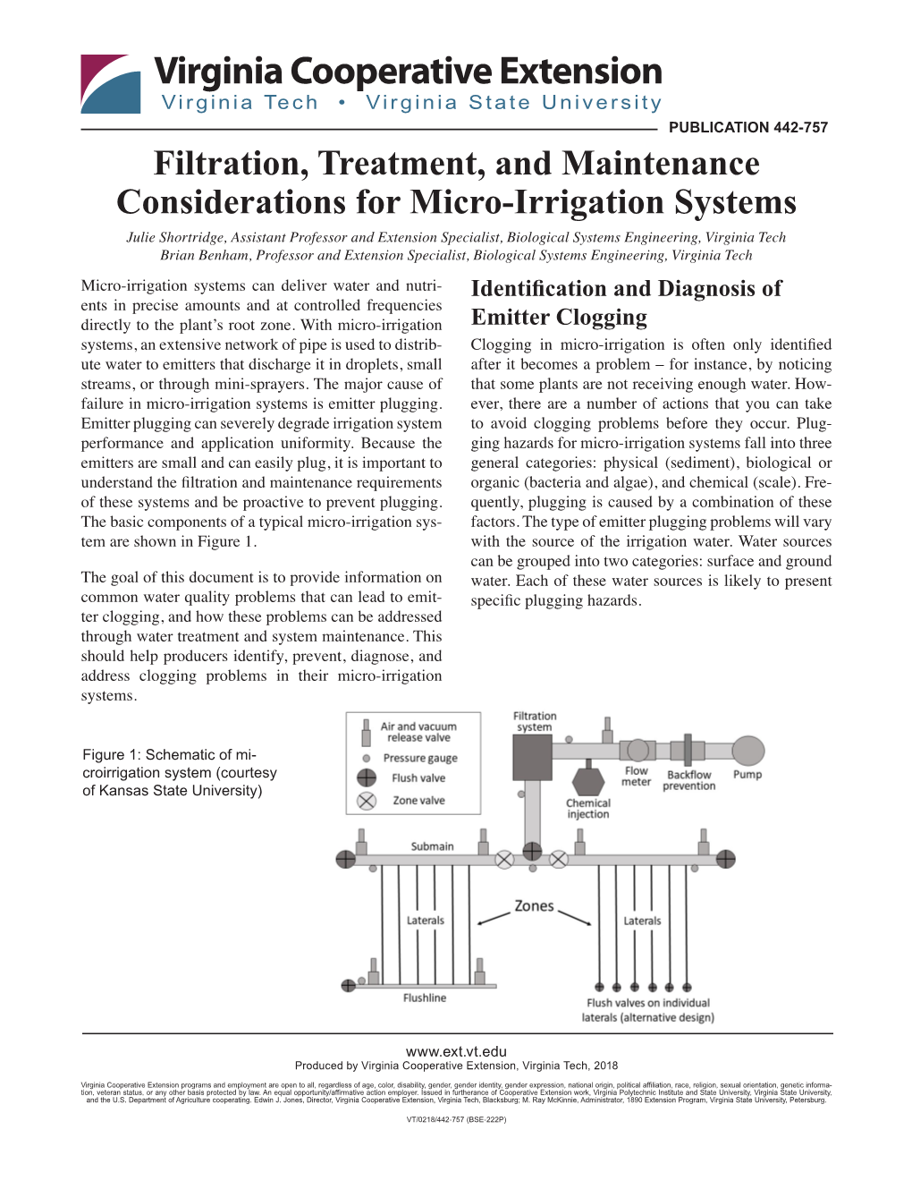 Filtration, Treatment, and Maintenance Considerations for Micro-Irrigation