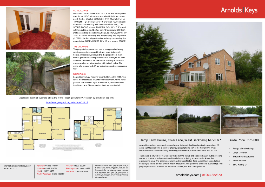 Camp Farm House, Osier Lane, West Beckham | NR25 6PL Guide Price £375,000