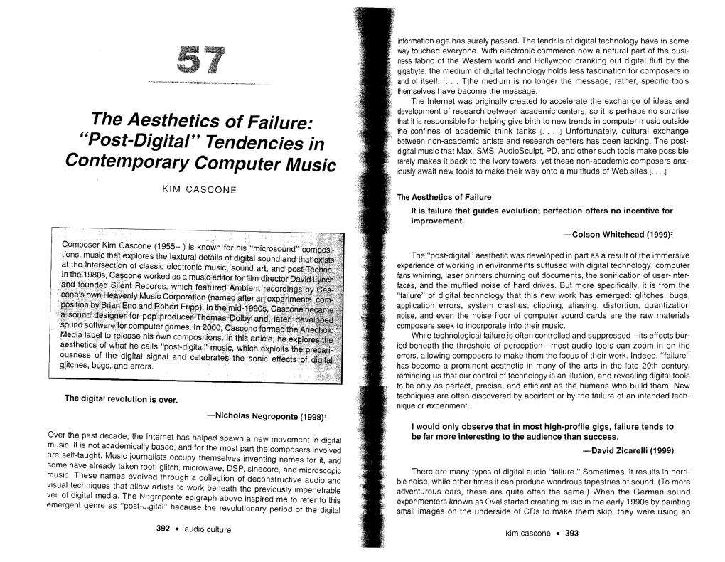 The Aesthetics of Failure: 