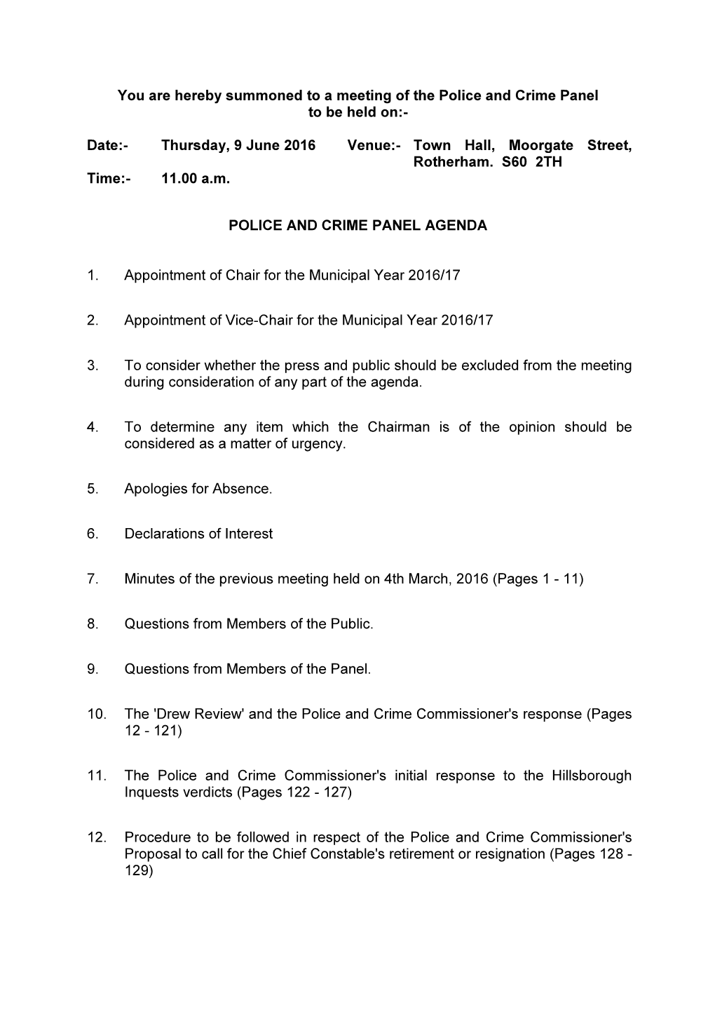 (Public Pack)Agenda Document for Police and Crime Panel, 09/06