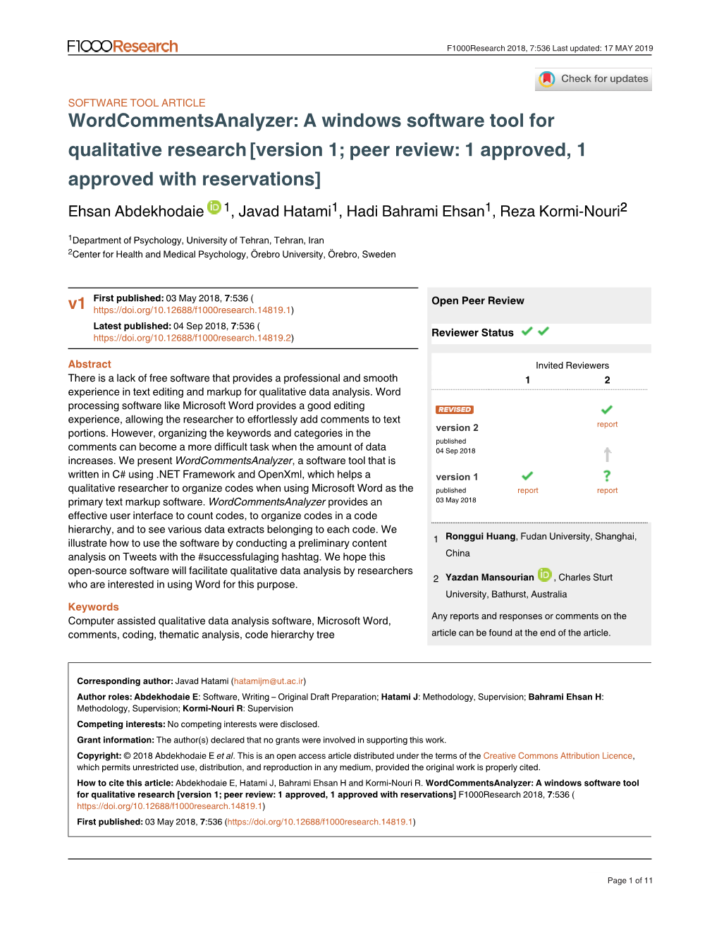 A Windows Software Tool for Qualitative Research[Version