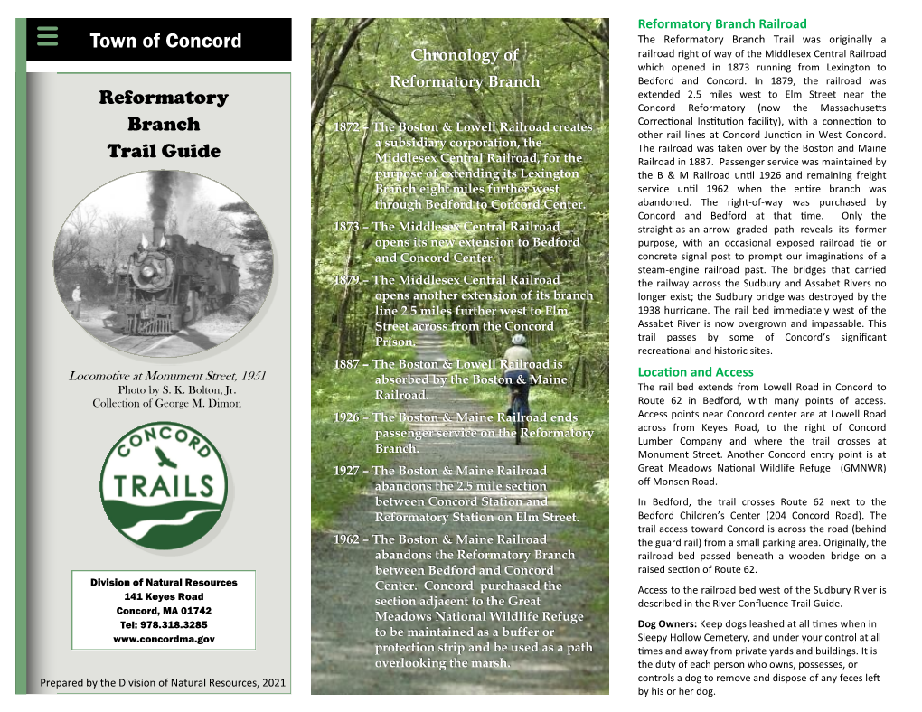Reformatory Branch Trail Guide
