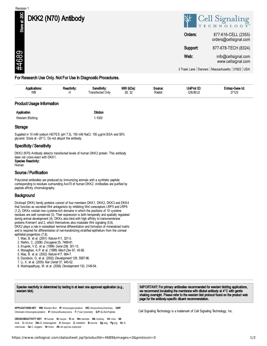 DKK2 (N70) Antibody A