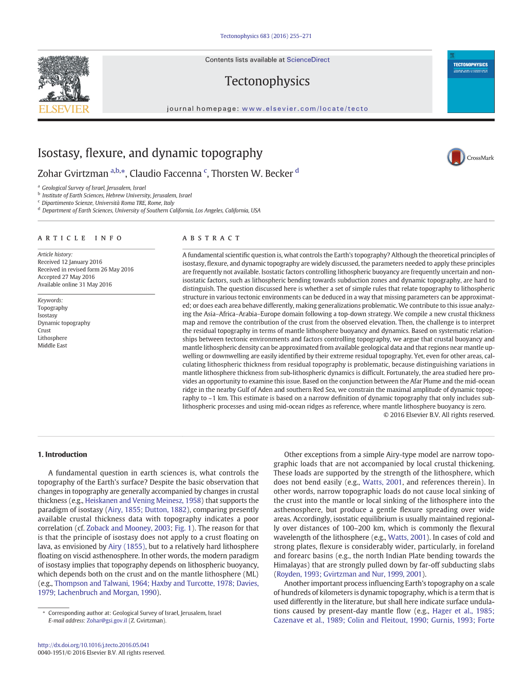 Isostasy, Flexure, and Dynamic Topography