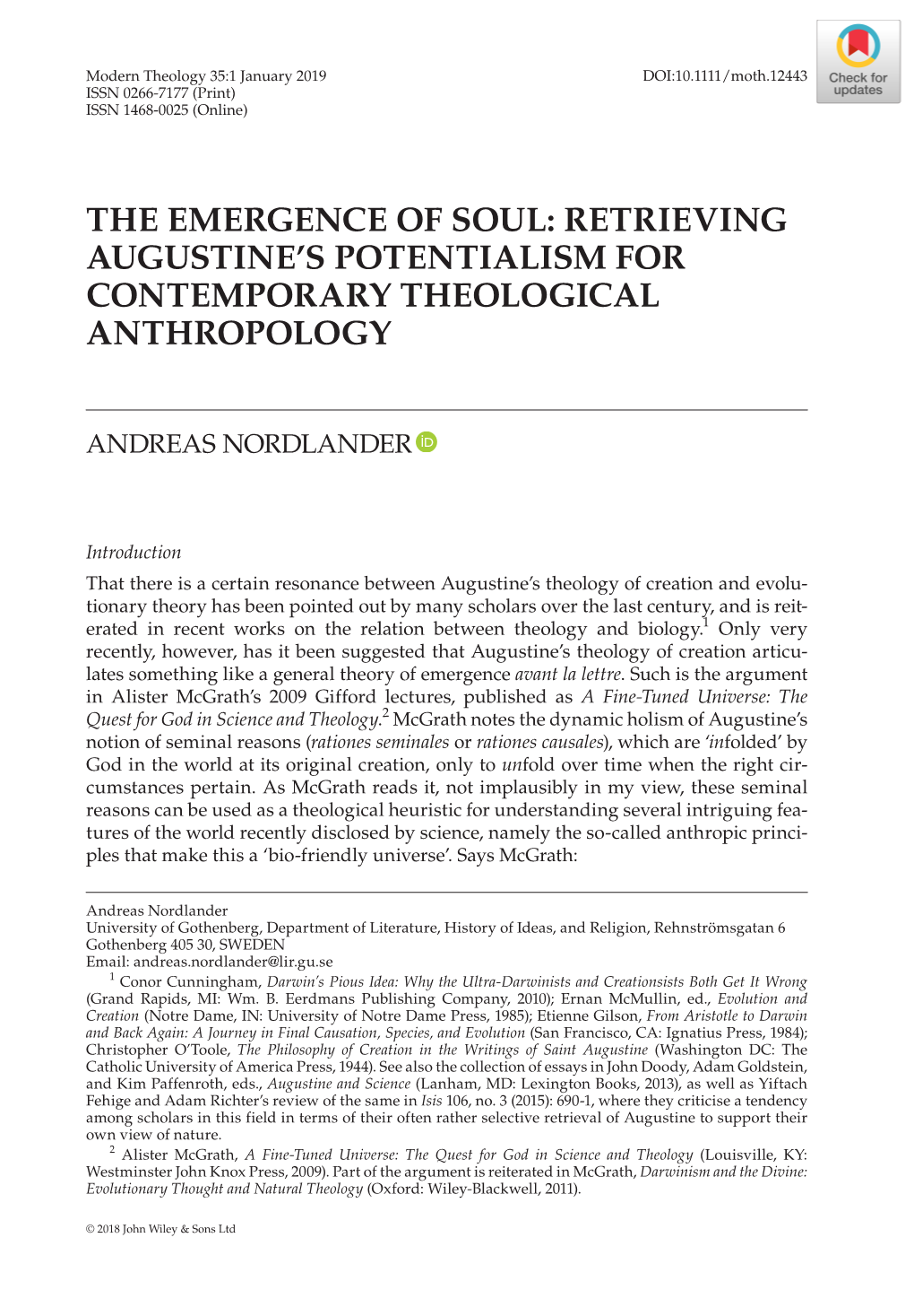 Retrieving Augustine's Potentialism for Contemporary Theological