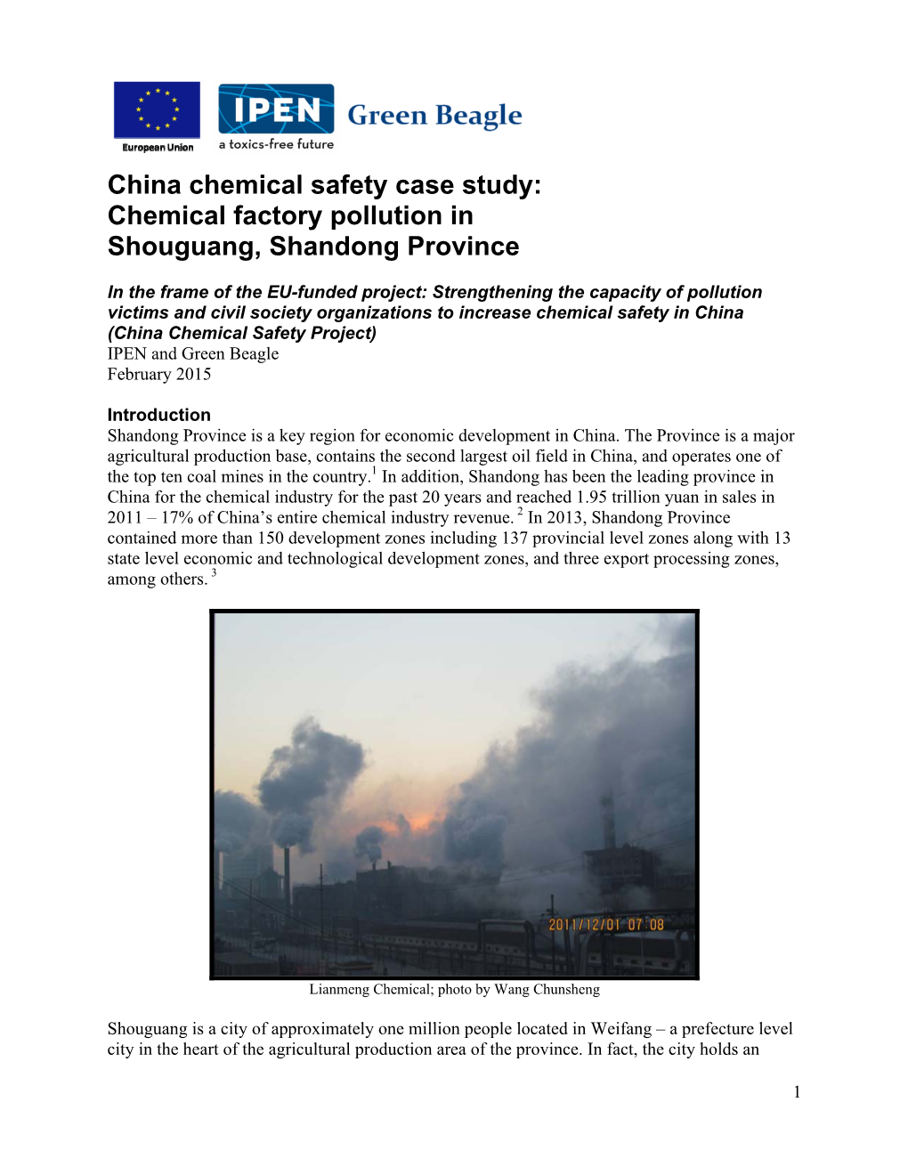 Chemical Factory Pollution in Shouguang, Shandong Province