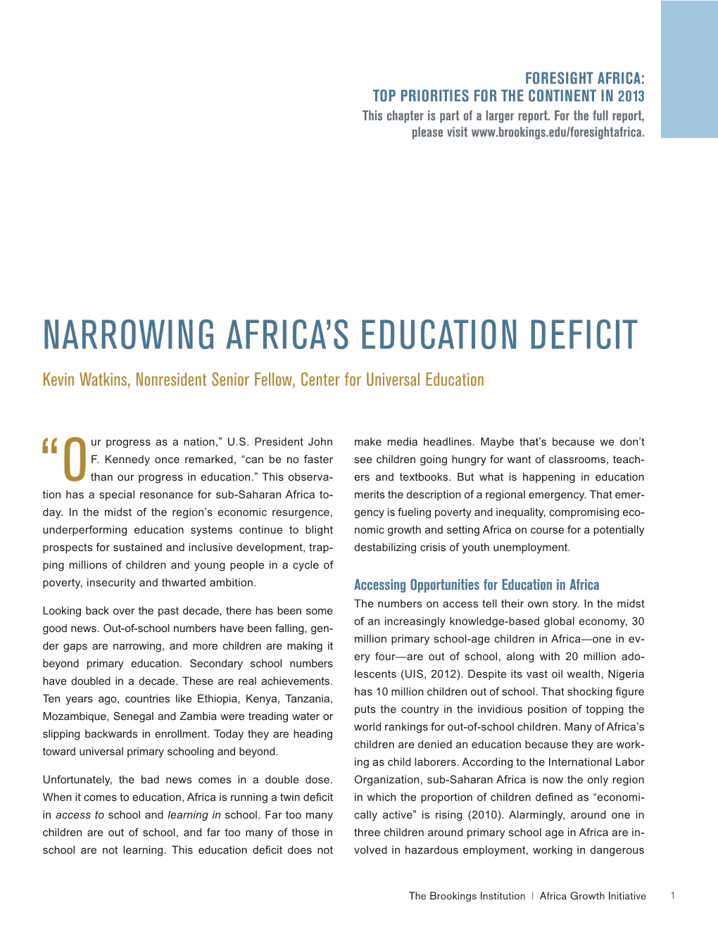 Narrowing Africa's Education Deficit