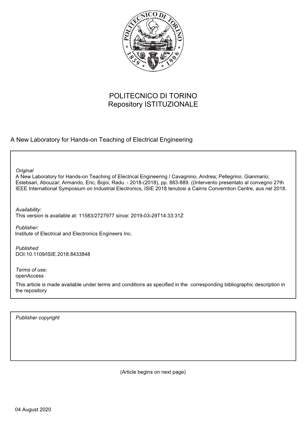 POLITECNICO DI TORINO Repository ISTITUZIONALE