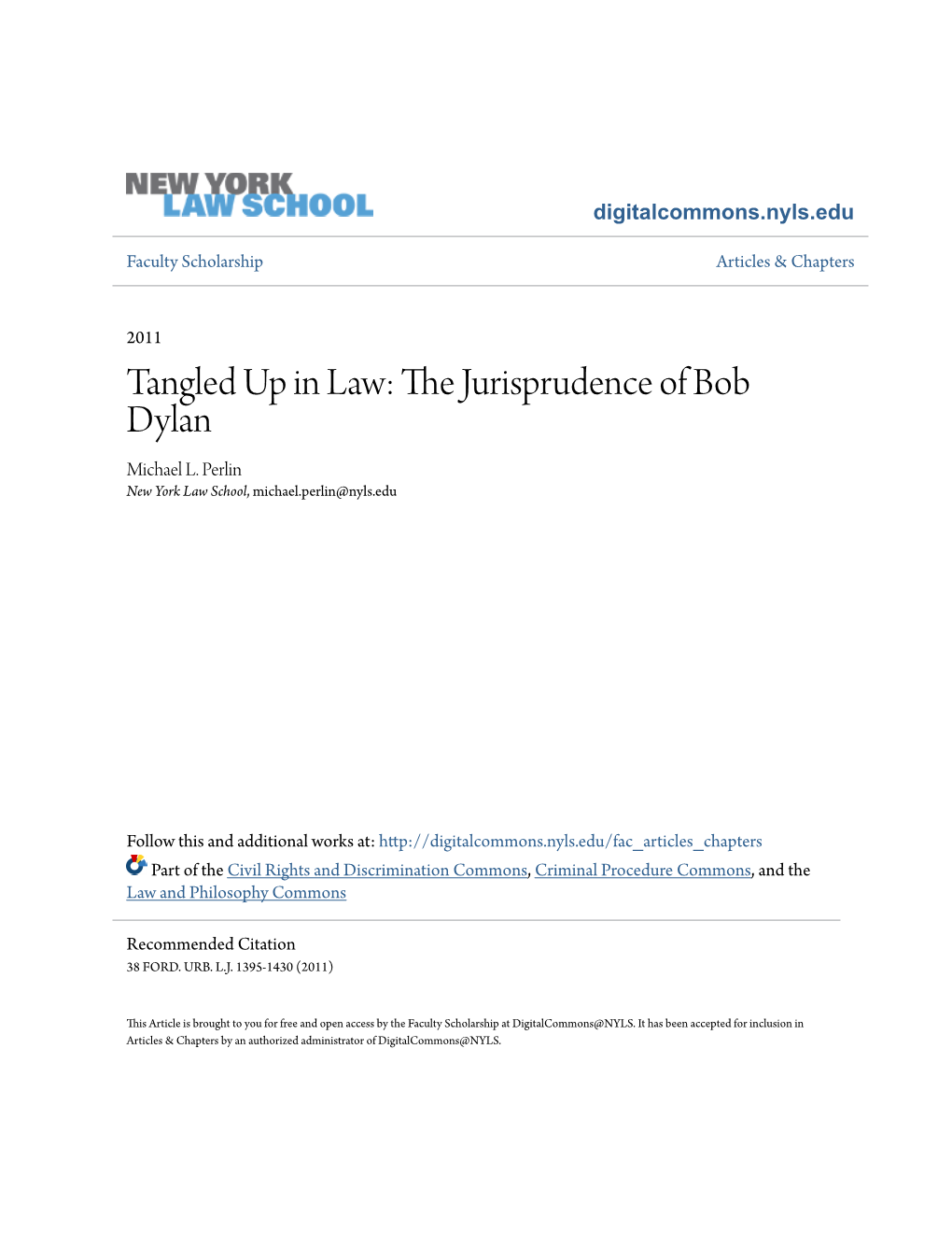 Tangled up in Law: the Jurisprudence of Bob Dylan