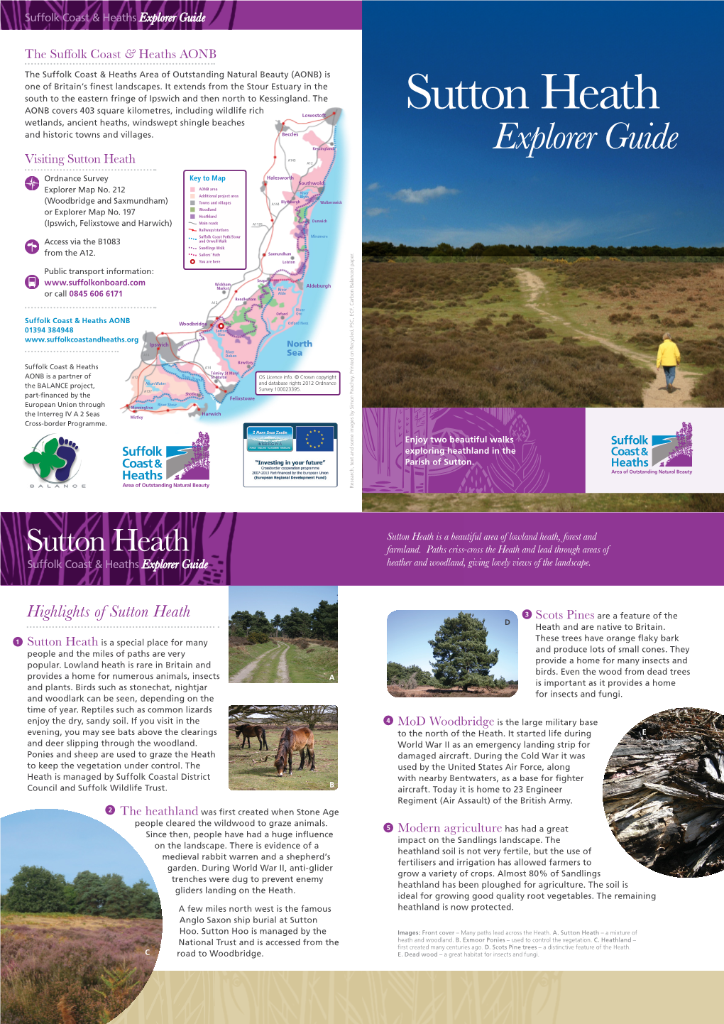 Sutton Heath Wetlands, Ancient Heaths, Windswept Shingle Beaches Key to Map and Historic Towns and Villages