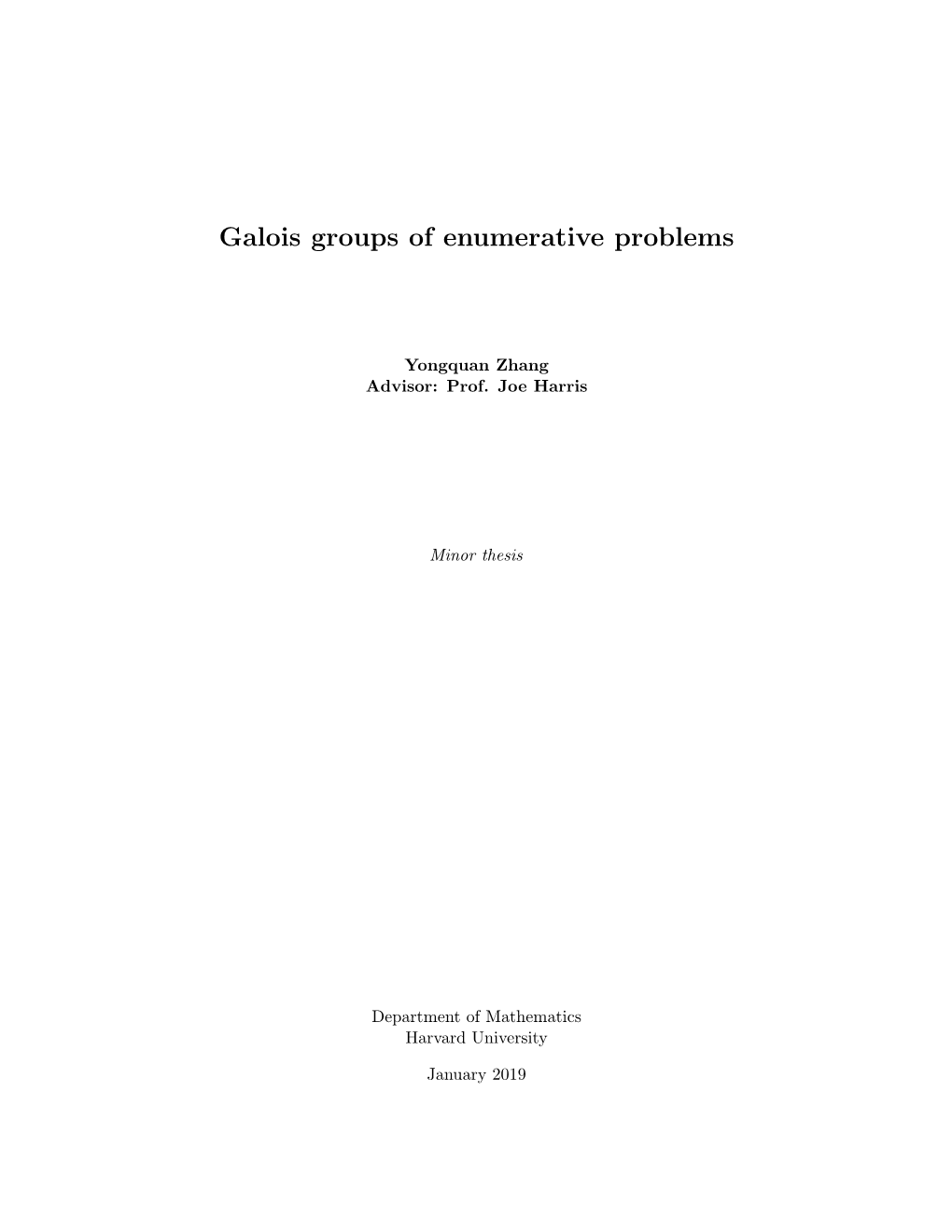 Galois Groups of Enumerative Problems